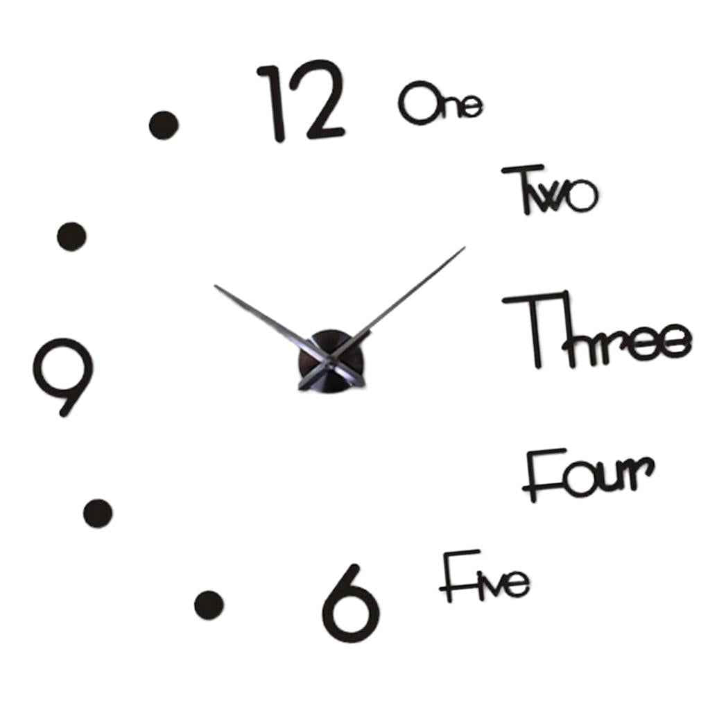 DIY Large Wall Clock Modern 3D Wall Sticker Clock Silent Living Room Decor L