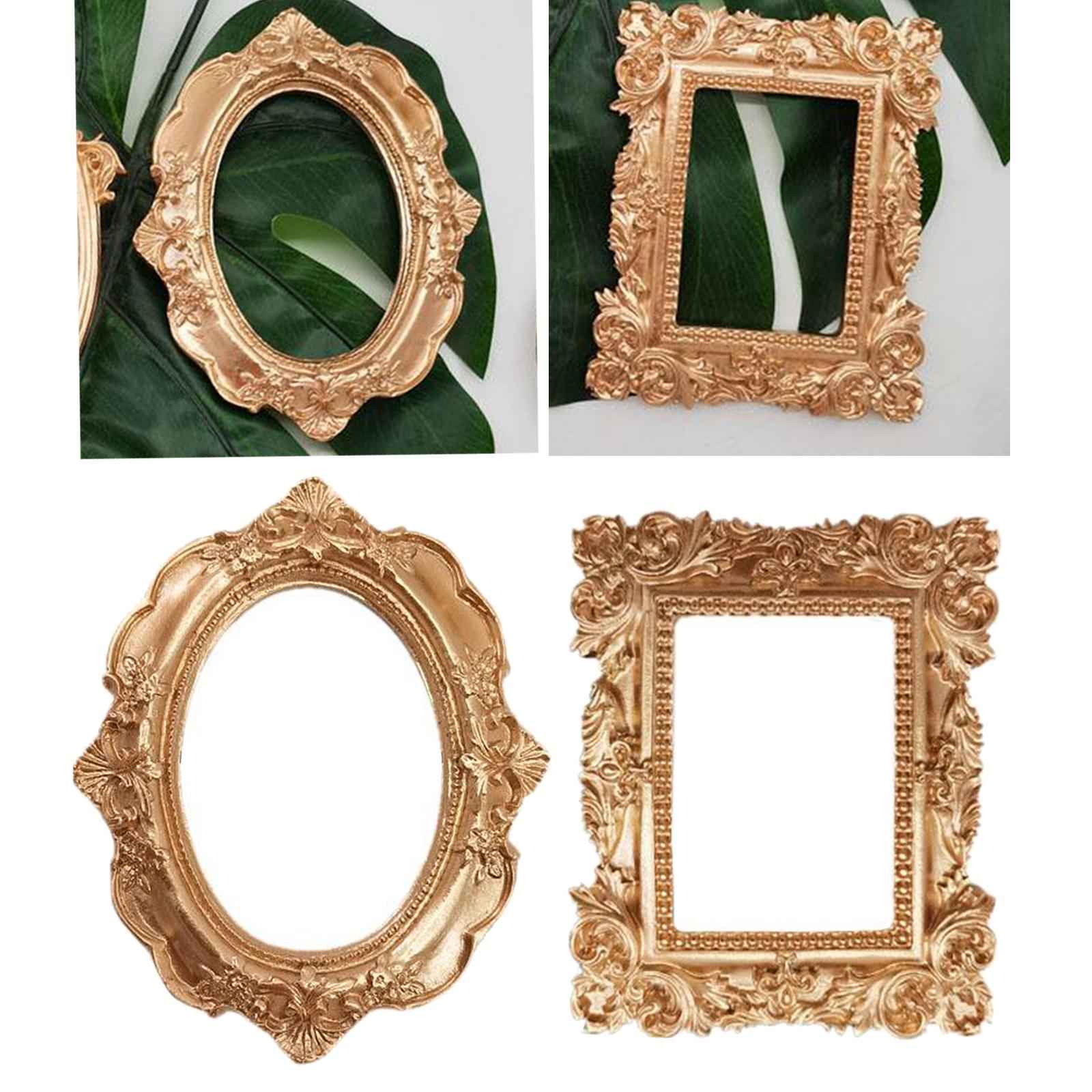 Vintage Photo Frame Carved Lace Resin Mini Picture Frame Photo Props Oval