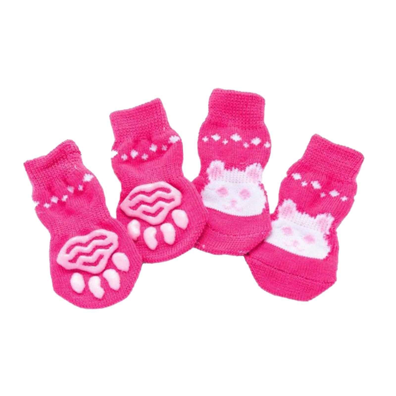 4 Cute Pet Cat Puppy Dog Socks Anti-slip Paw Protector S Rabbit