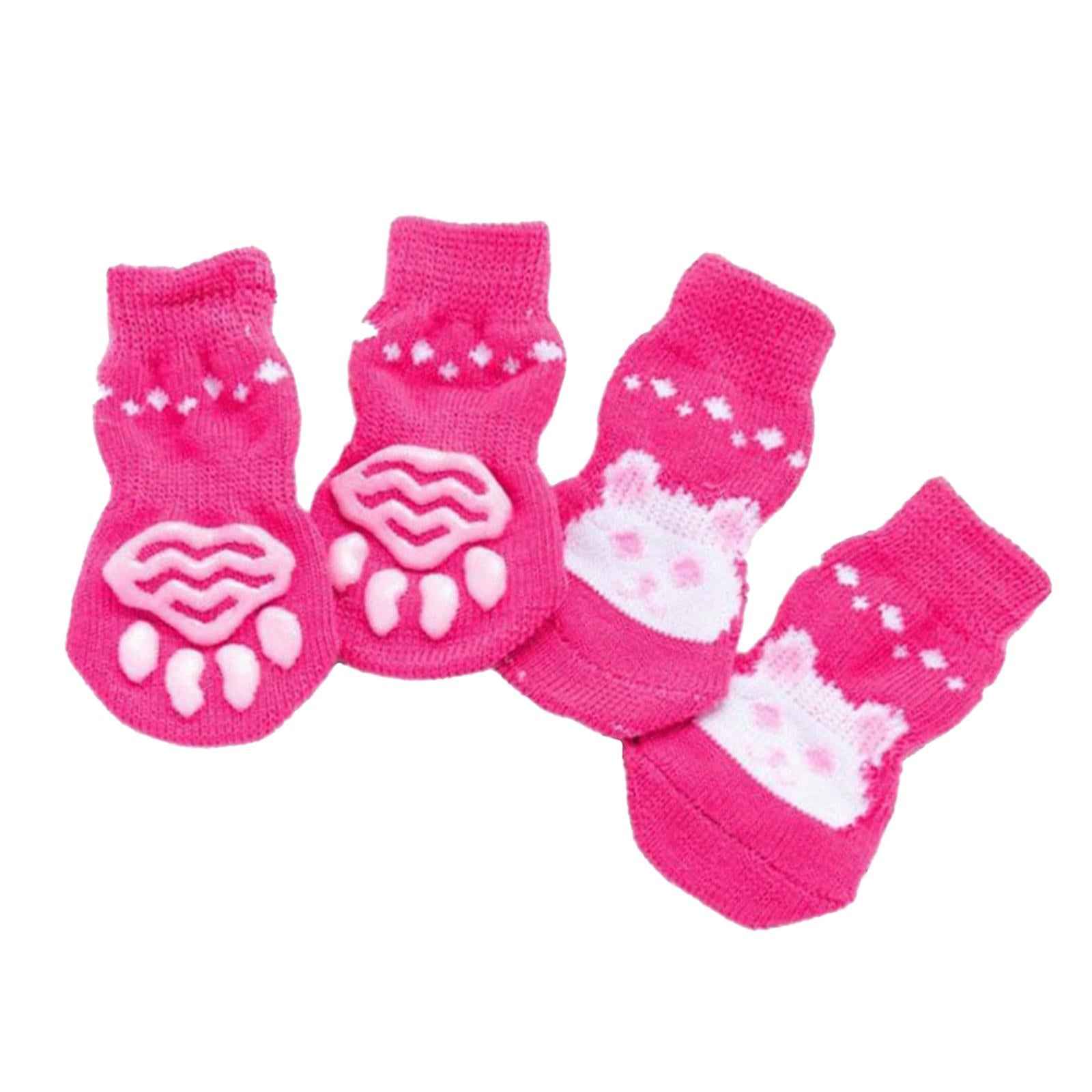4 Cute Pet Cat Puppy Dog Socks Anti-slip Paw Protector S Rabbit