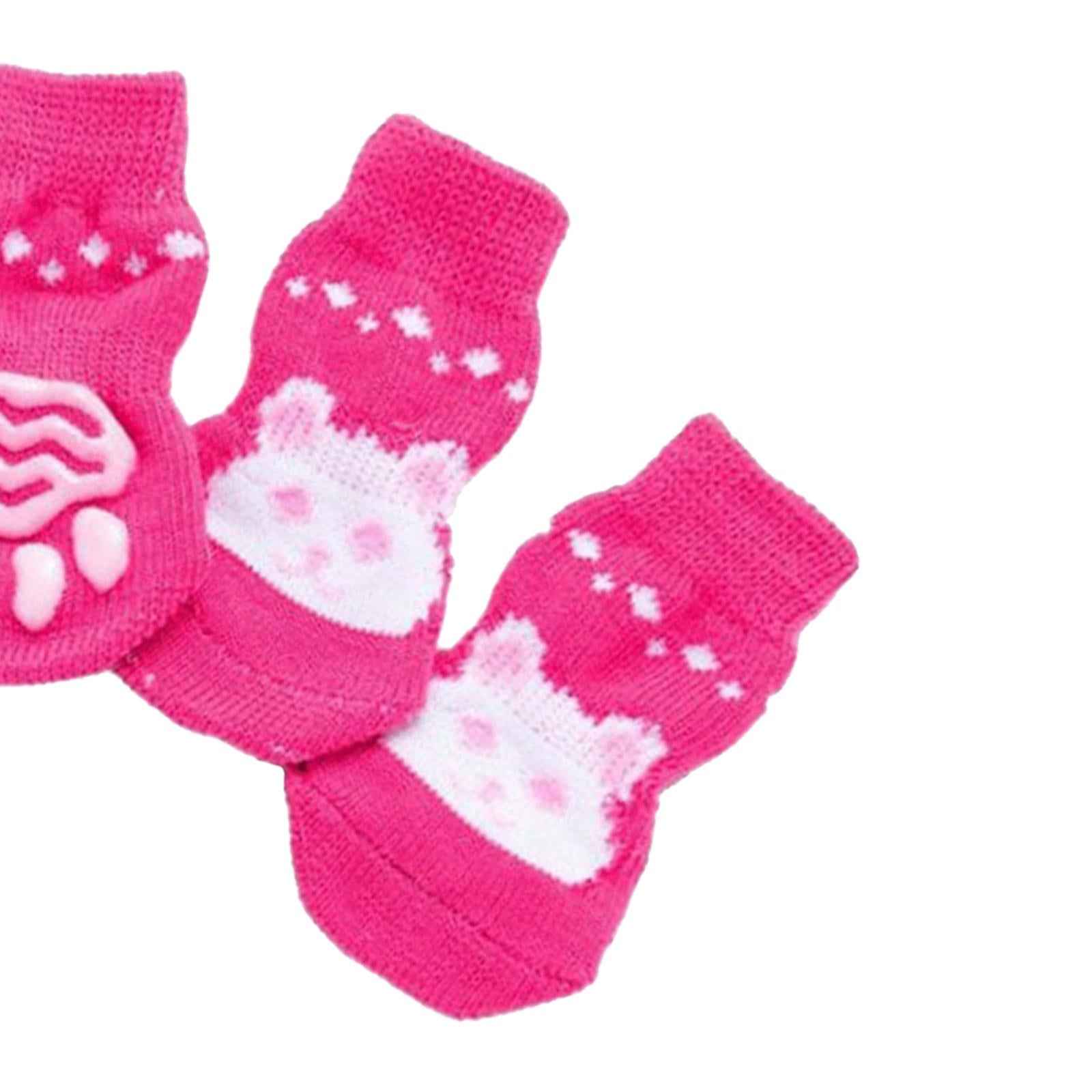 4 Cute Pet Cat Puppy Dog Socks Anti-slip Paw Protector S Rabbit