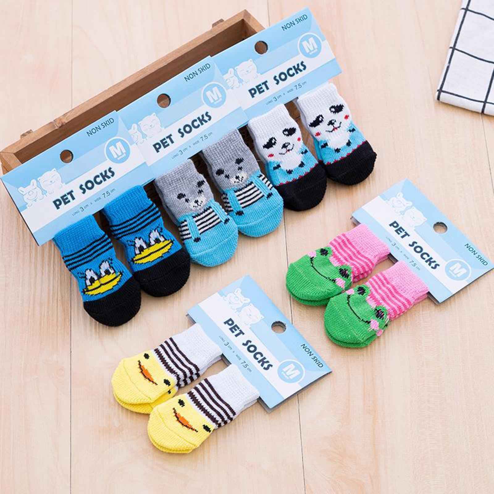 4 Cute Pet Cat Puppy Dog Socks Anti-slip Paw Protector S Rabbit