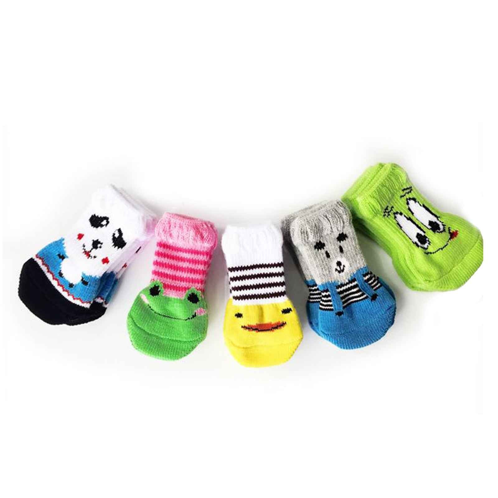 4 Cute Pet Cat Puppy Dog Socks Anti-slip Paw Protector M Bear