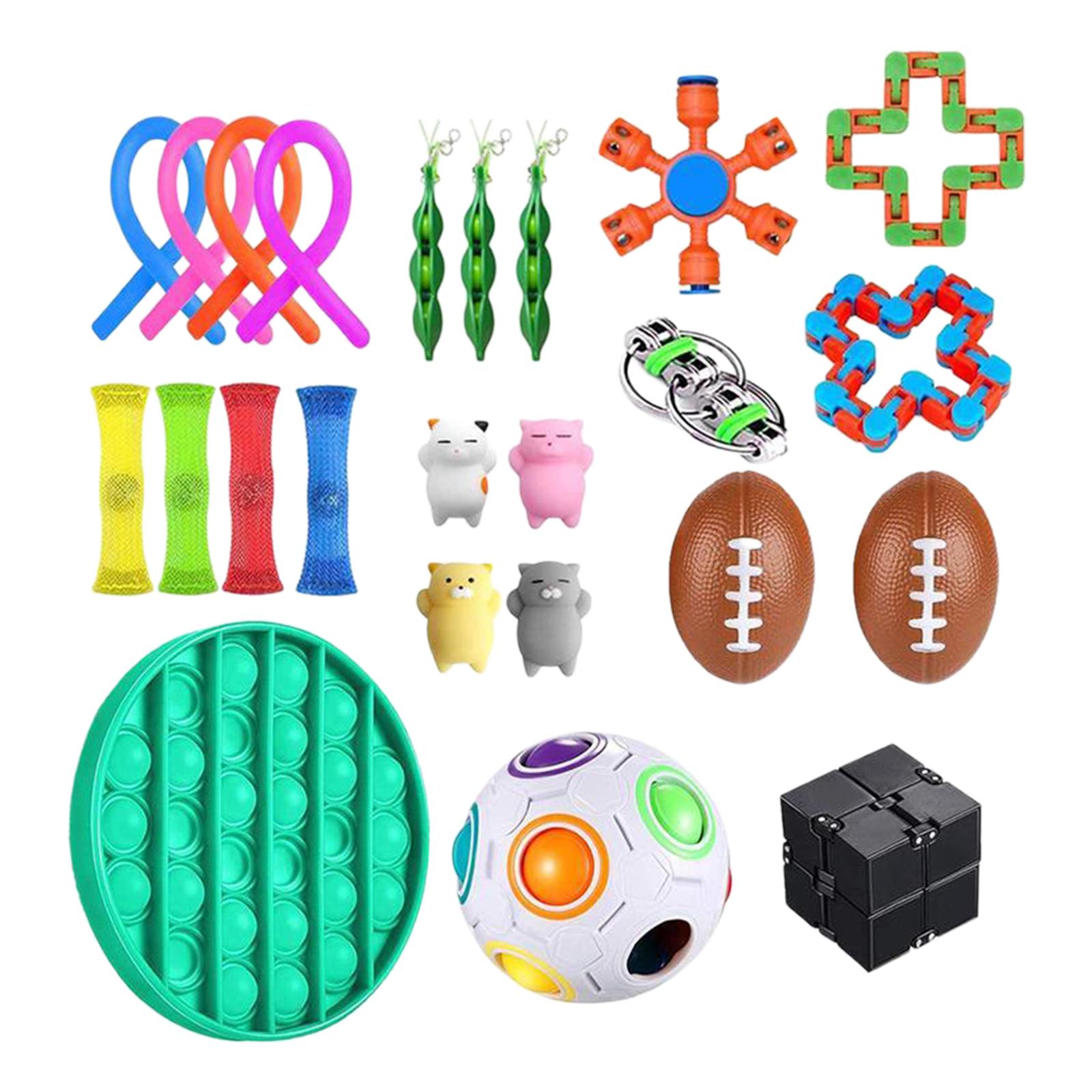 24x Fidget Sensory Toy Anxiety Relief Marbles Ball Braided Mesh Easy Bend