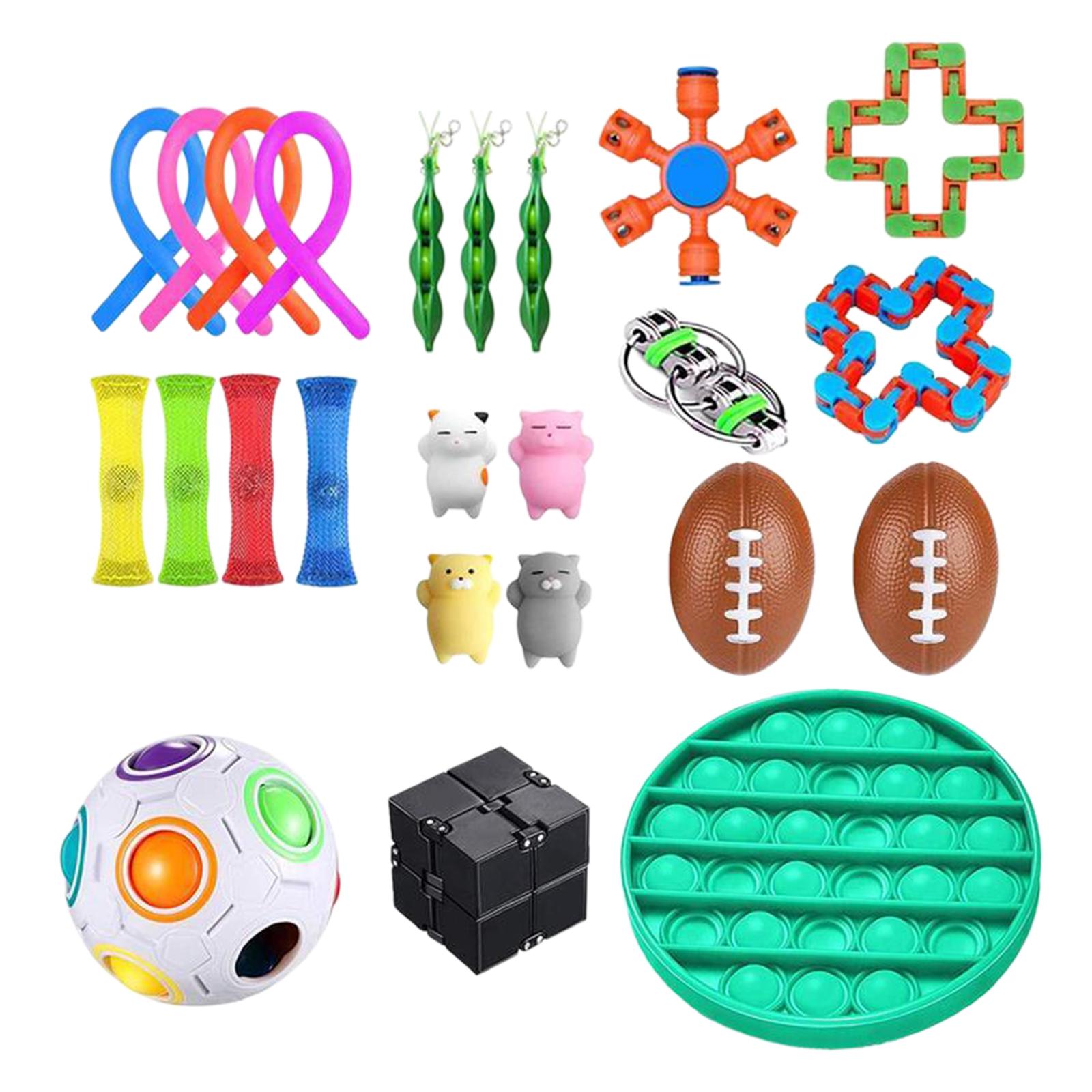 24x Fidget Sensory Toy Anxiety Relief Marbles Ball Braided Mesh Easy Bend