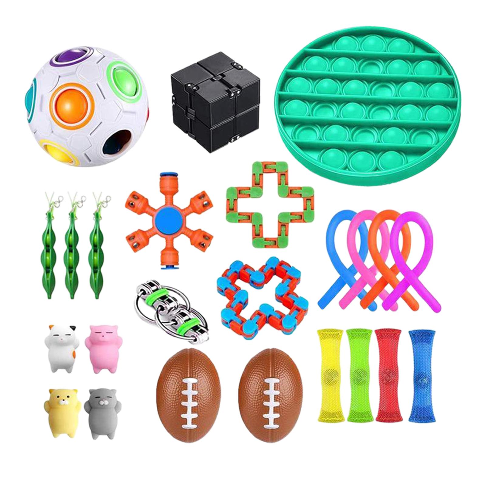 24x Fidget Sensory Toy Anxiety Relief Marbles Ball Braided Mesh Easy Bend
