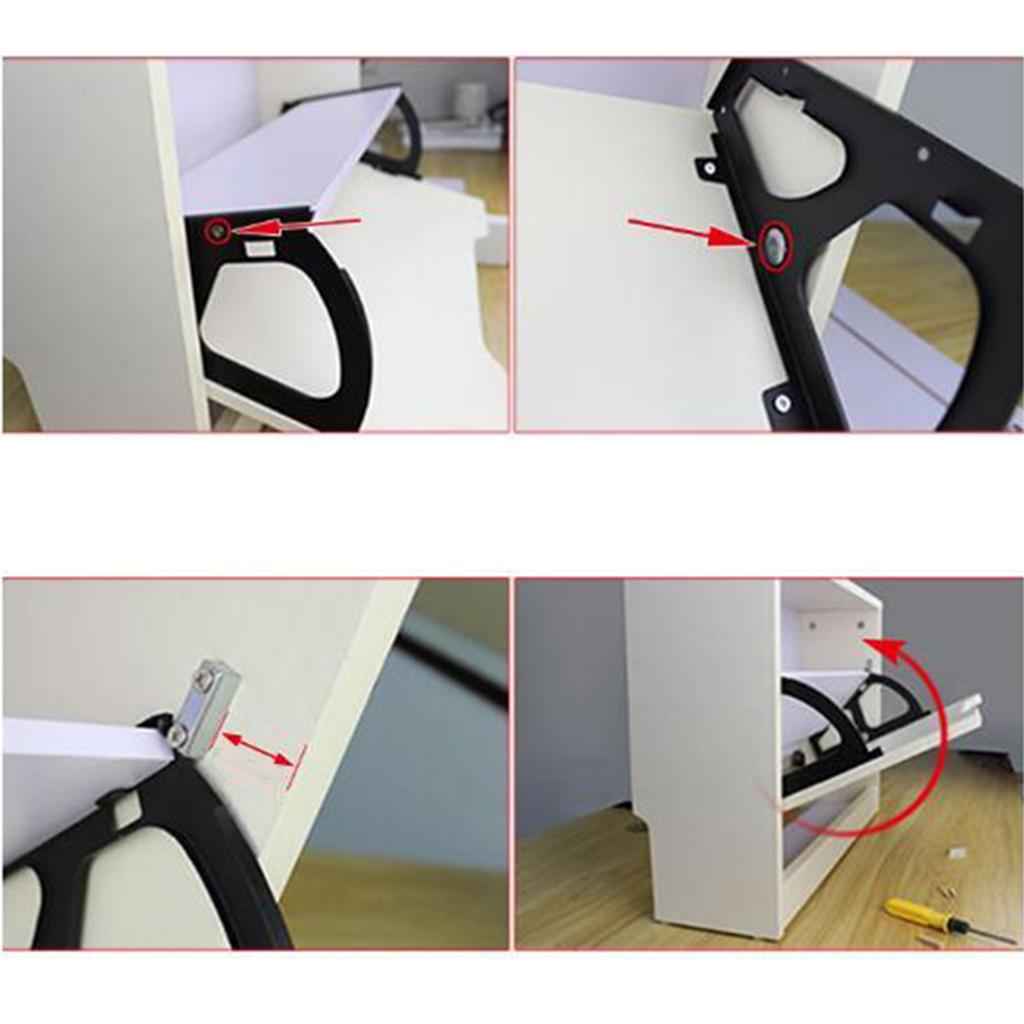 Thickened Shoes Drawer Cabinet Hinges Flip Frame Turing Rack Heavy Duty Black 1 Layer