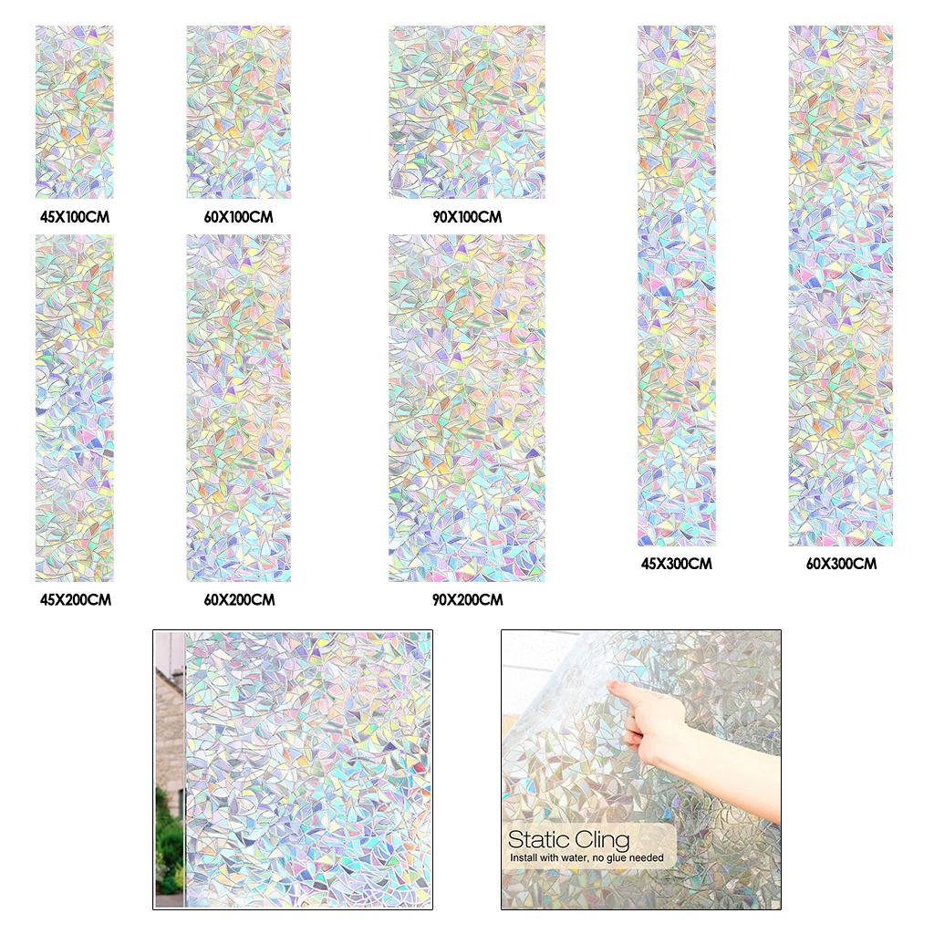 4xWindow Privacy Film Roll PVC 3D Stained Static Cling Sticker Anti UV Home