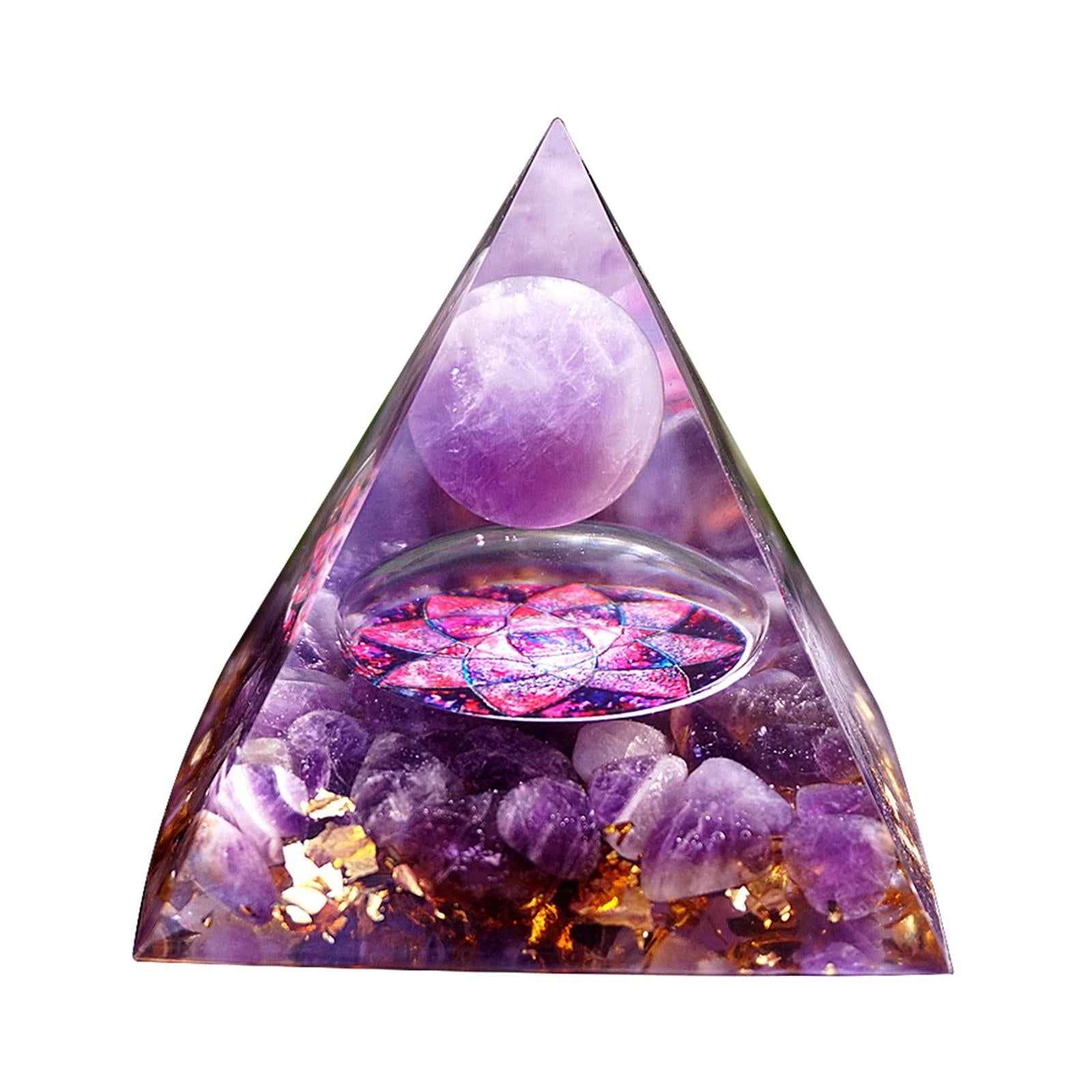 Amethyst Orgone Pyramid Purple Yoga Meditation Crystals Heal Stone Decor