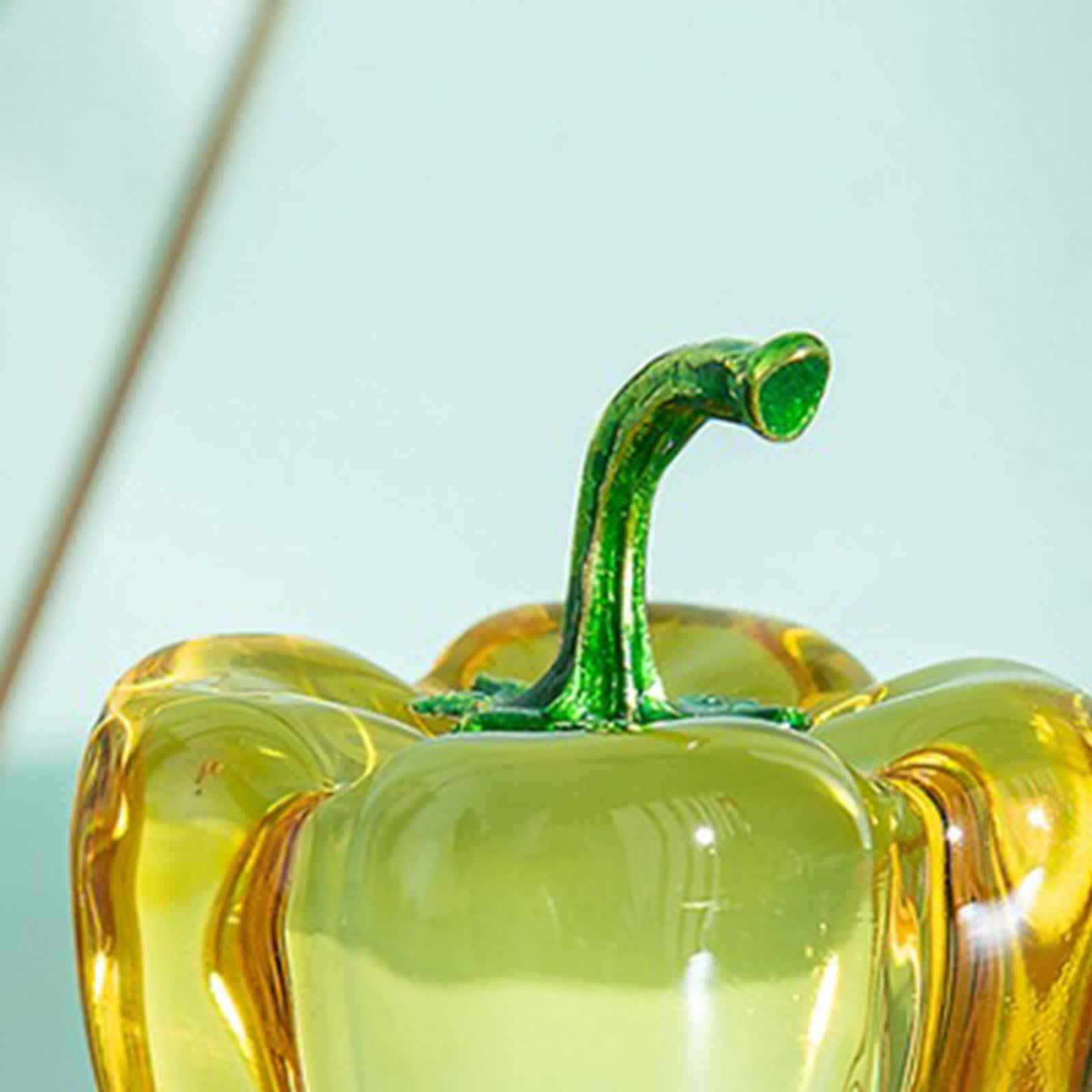Crystal Fruit Sculpture Art Bookshelf Decor Ornament Artwork Yellow Chili