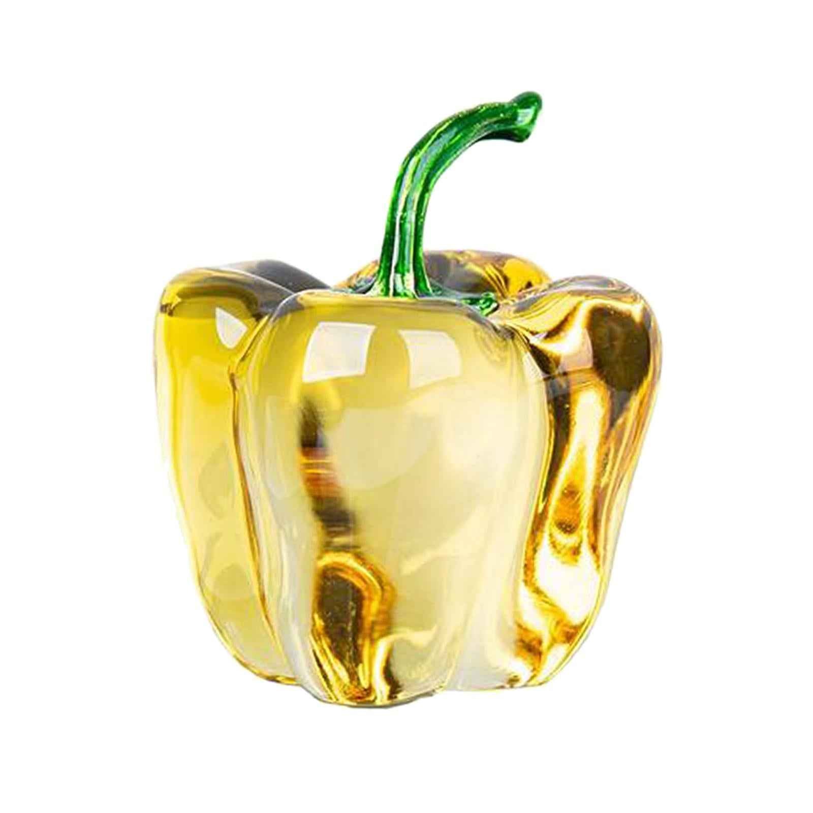 Crystal Fruit Sculpture Art Bookshelf Decor Ornament Artwork Yellow Chili
