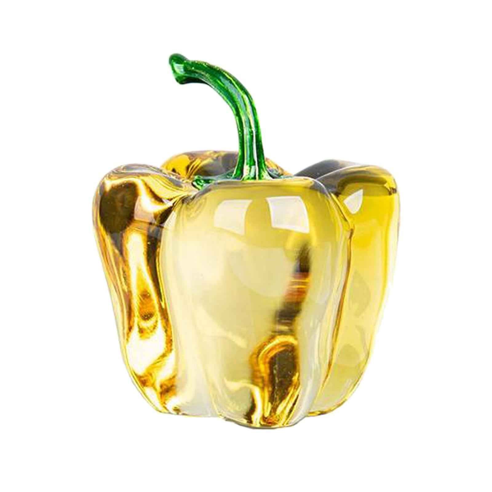 Crystal Fruit Sculpture Art Bookshelf Decor Ornament Artwork Yellow Chili