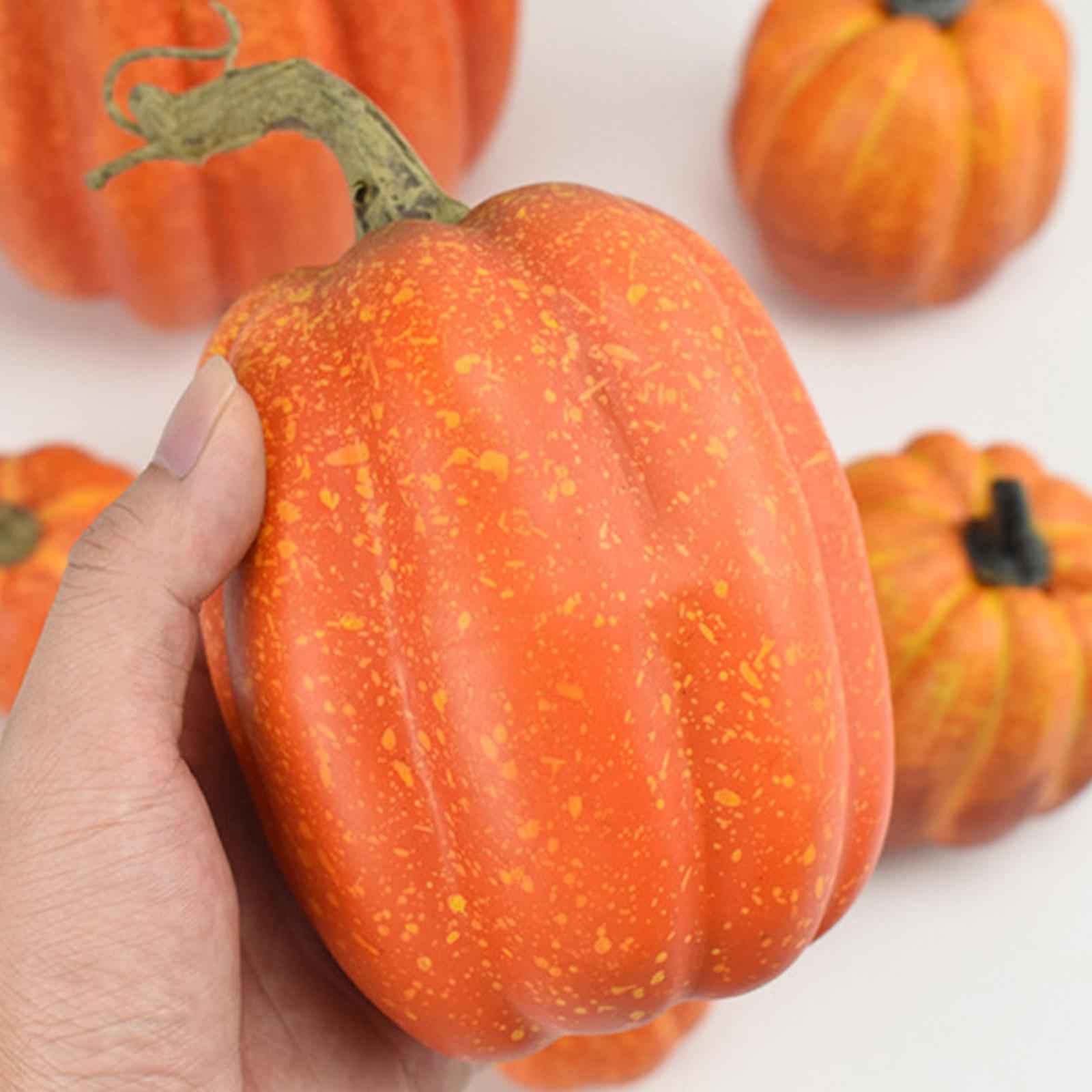 7x Artificial Pumpkins Bulk Faux Harvest For Fall Wedding Centerpiece Orange