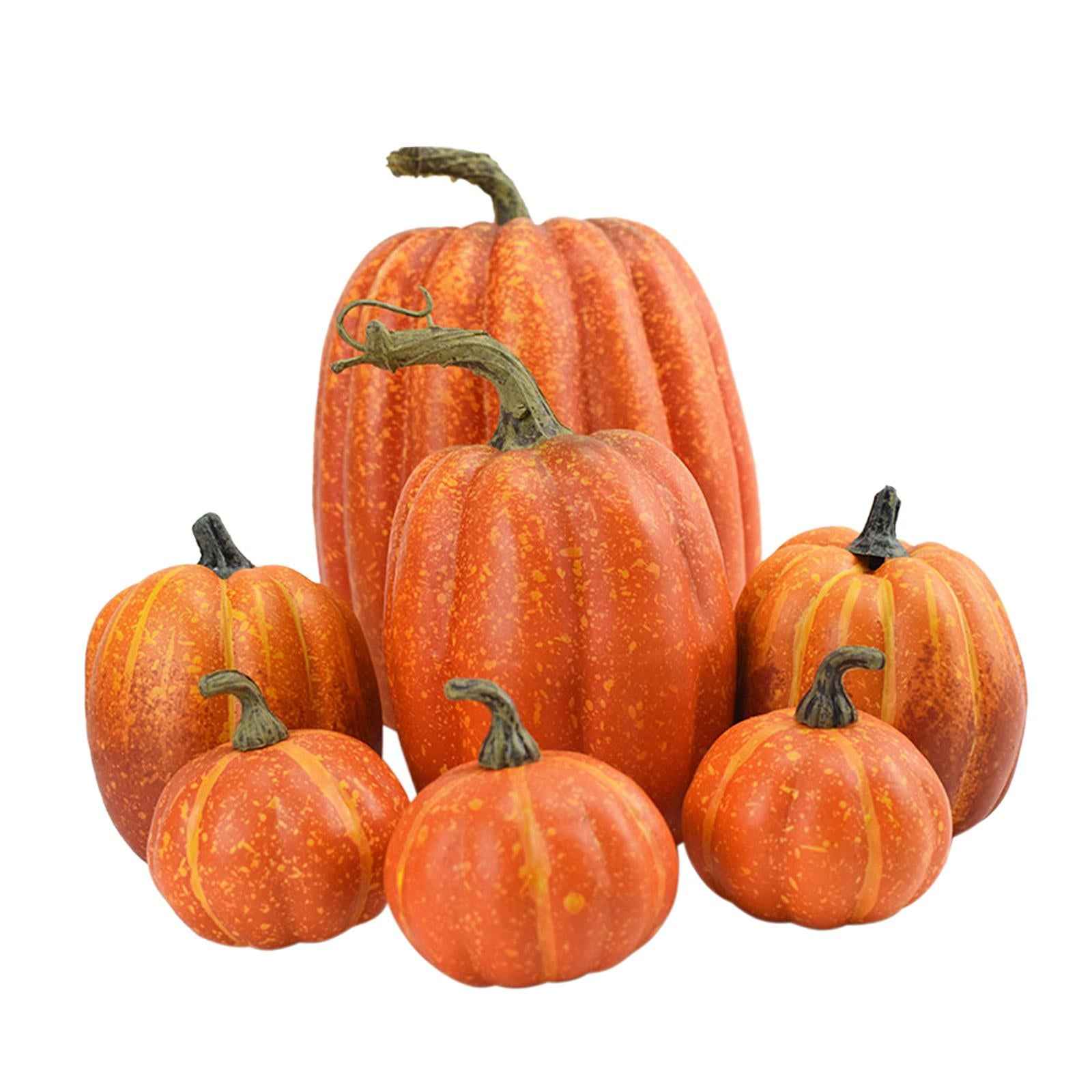 7x Artificial Pumpkins Bulk Faux Harvest For Fall Wedding Centerpiece Orange