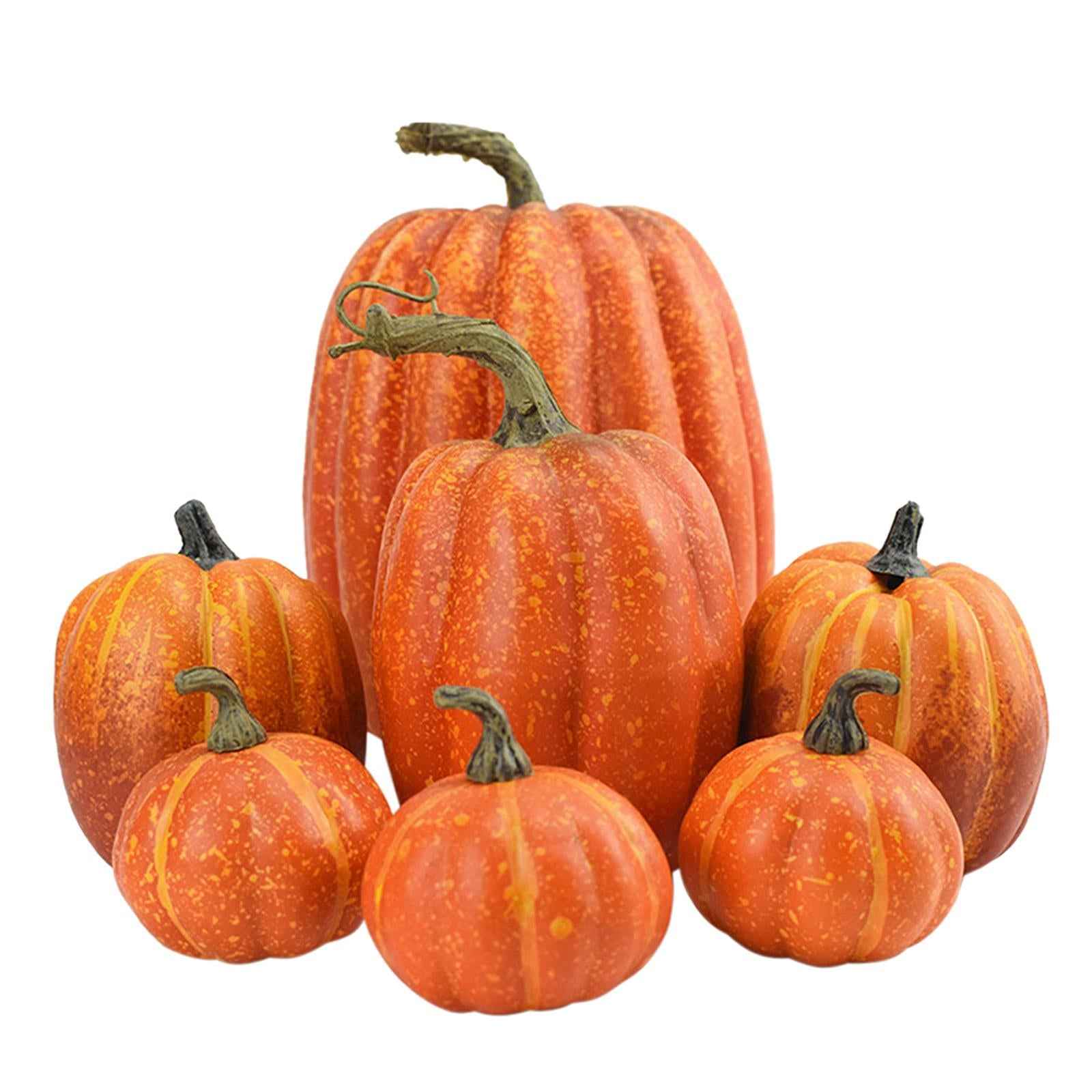 7x Artificial Pumpkins Bulk Faux Harvest For Fall Wedding Centerpiece Orange