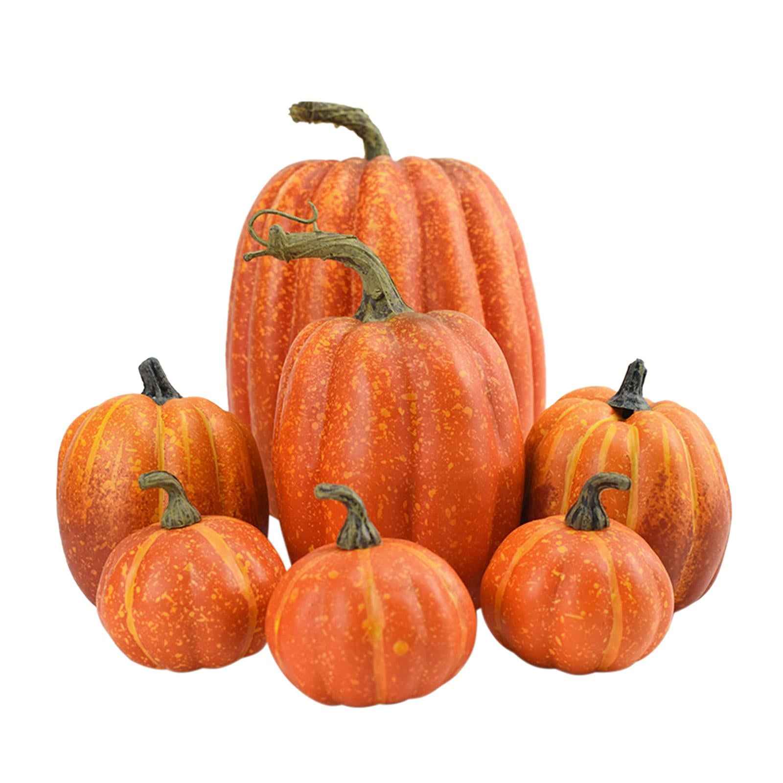 7x Artificial Pumpkins Bulk Faux Harvest For Fall Wedding Centerpiece Orange
