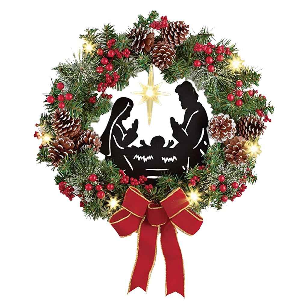 Christmas Wreaths Bowknot Garland Floral Exquisite for Wall Thanksgivings