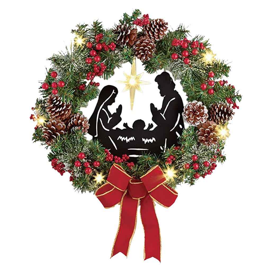 Christmas Wreaths Bowknot Garland Floral Exquisite for Wall Thanksgivings