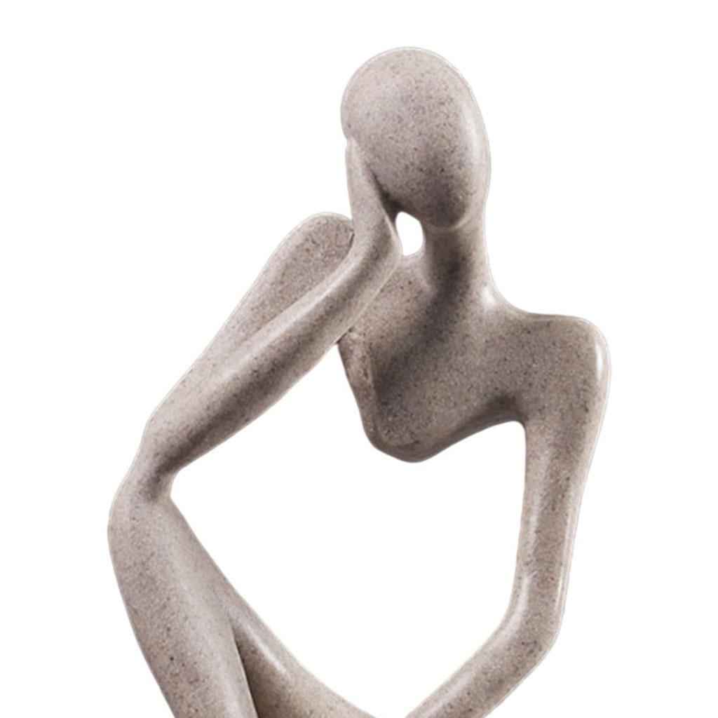 Thinker Sculpture Figurine Home Statue Modern Bookcase Decor Thinking right