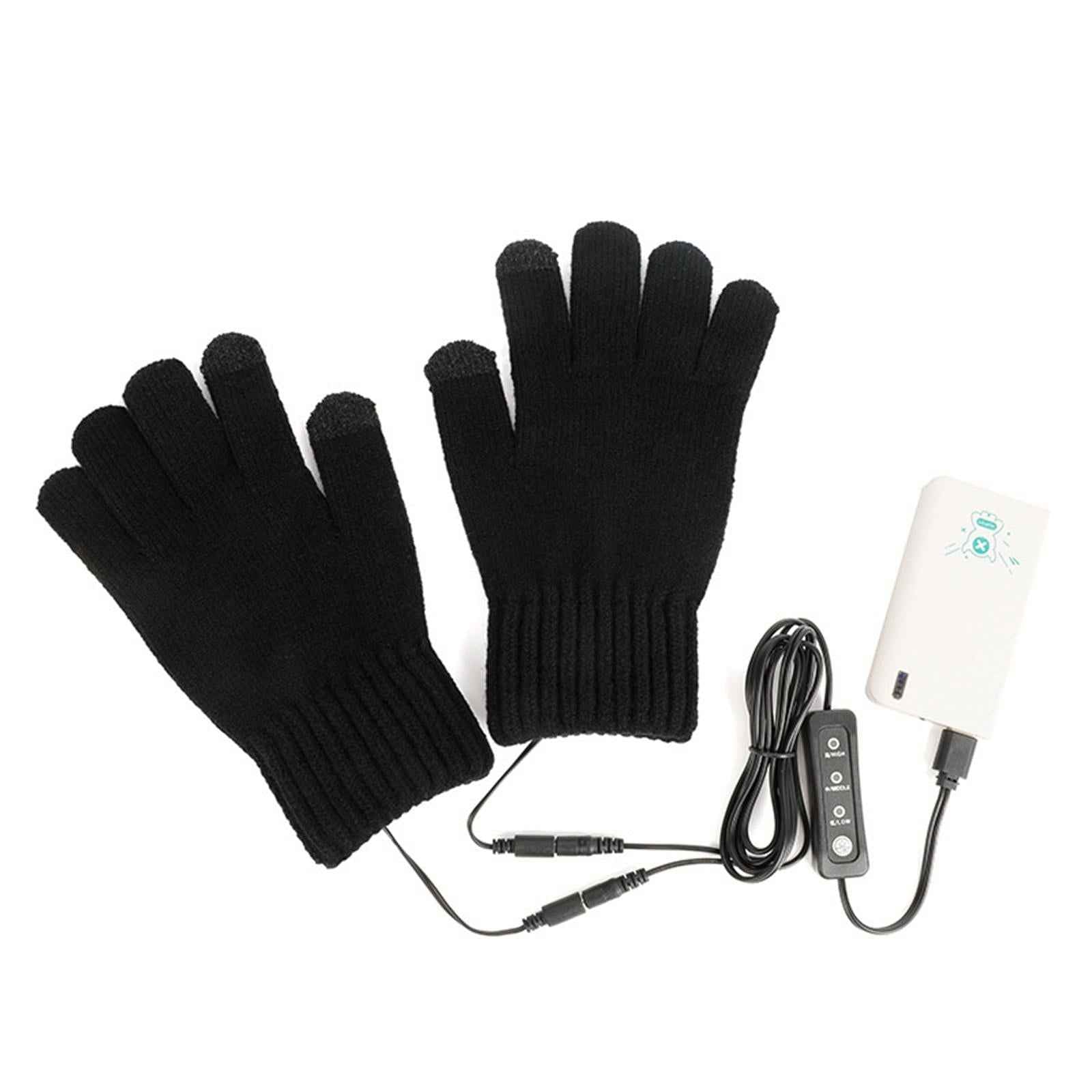 USB Heating Gloves Electric Thermal Hand Warmer for Working Hiking Cycling Black