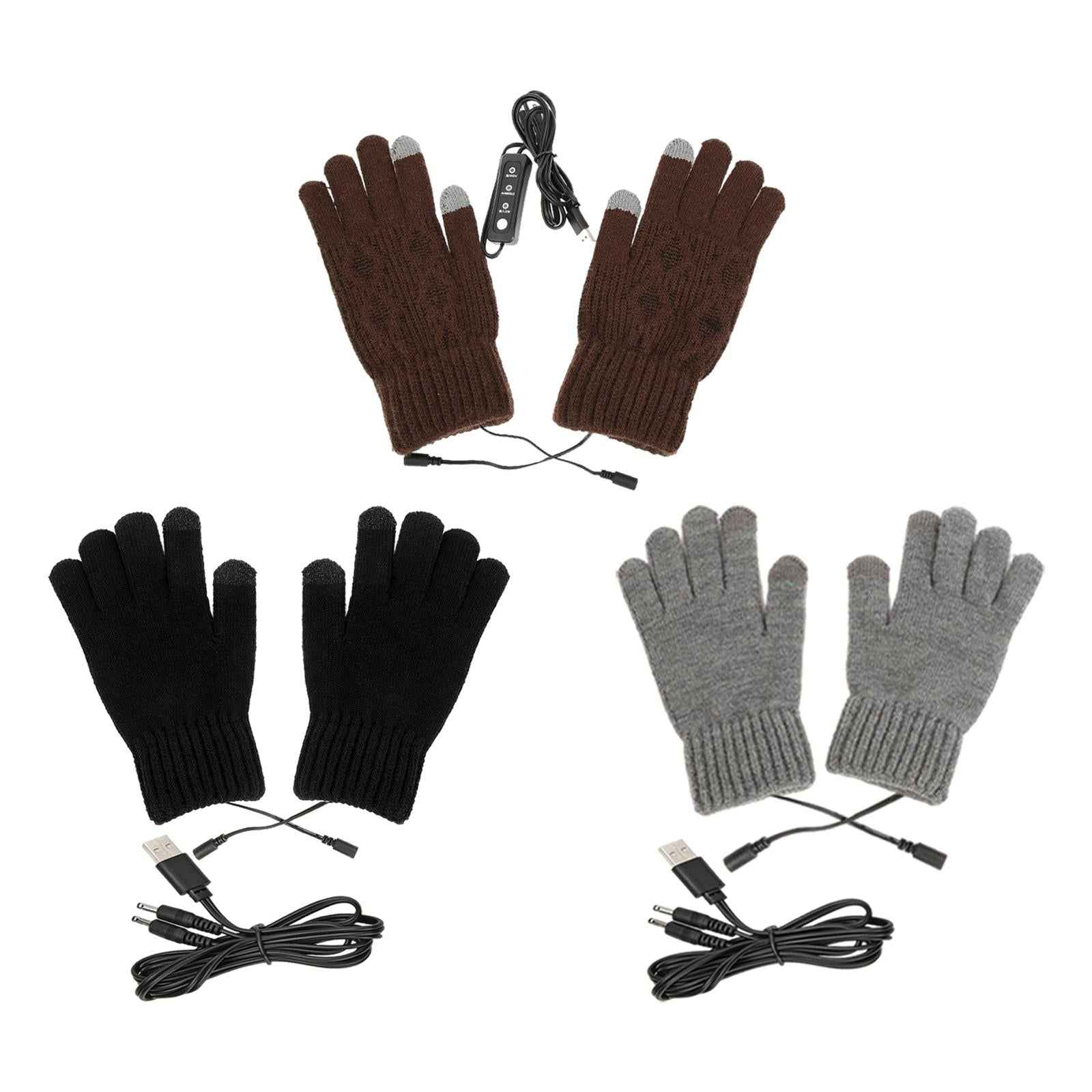 USB Heating Gloves Electric Thermal Hand Warmer for Working Hiking Cycling Black