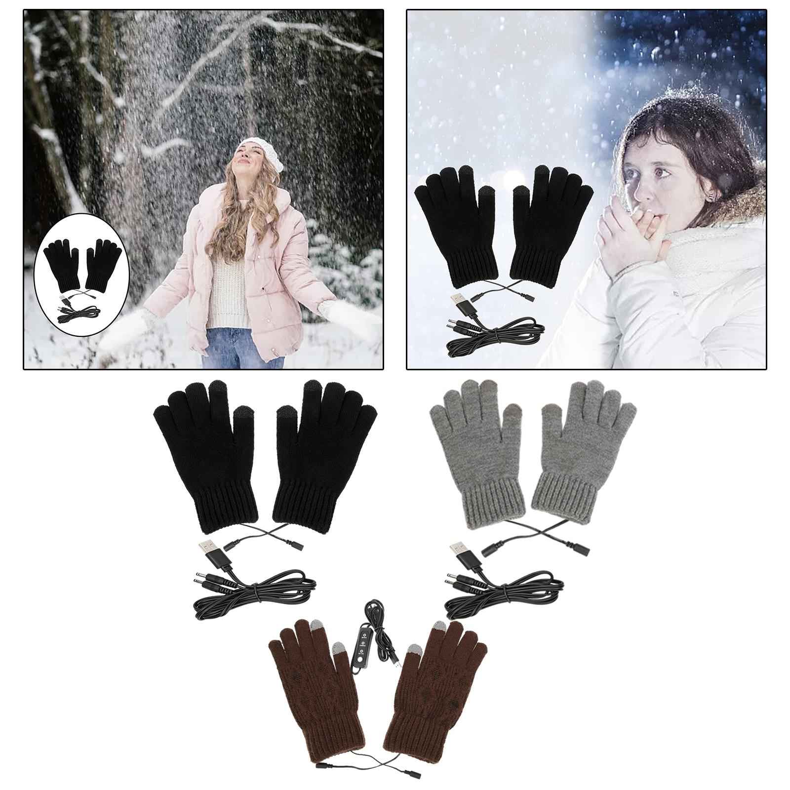 USB Heating Gloves Electric Thermal Hand Warmer for Working Hiking Cycling Black