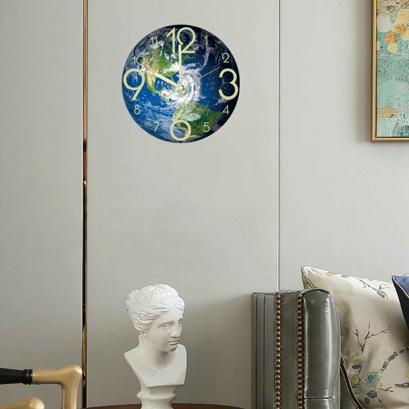 30cm Unique Luminous Wall Clock Glow In The Dark Bedroom Decor Earth