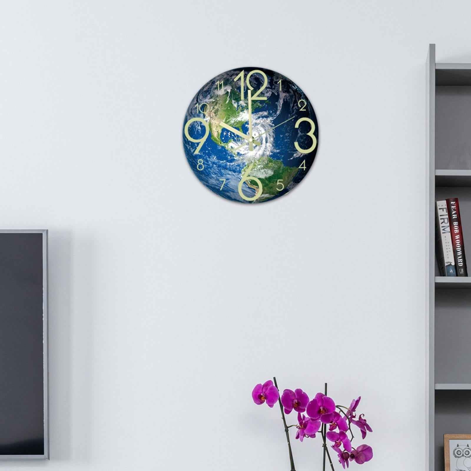 30cm Unique Luminous Wall Clock Glow In The Dark Bedroom Decor Earth