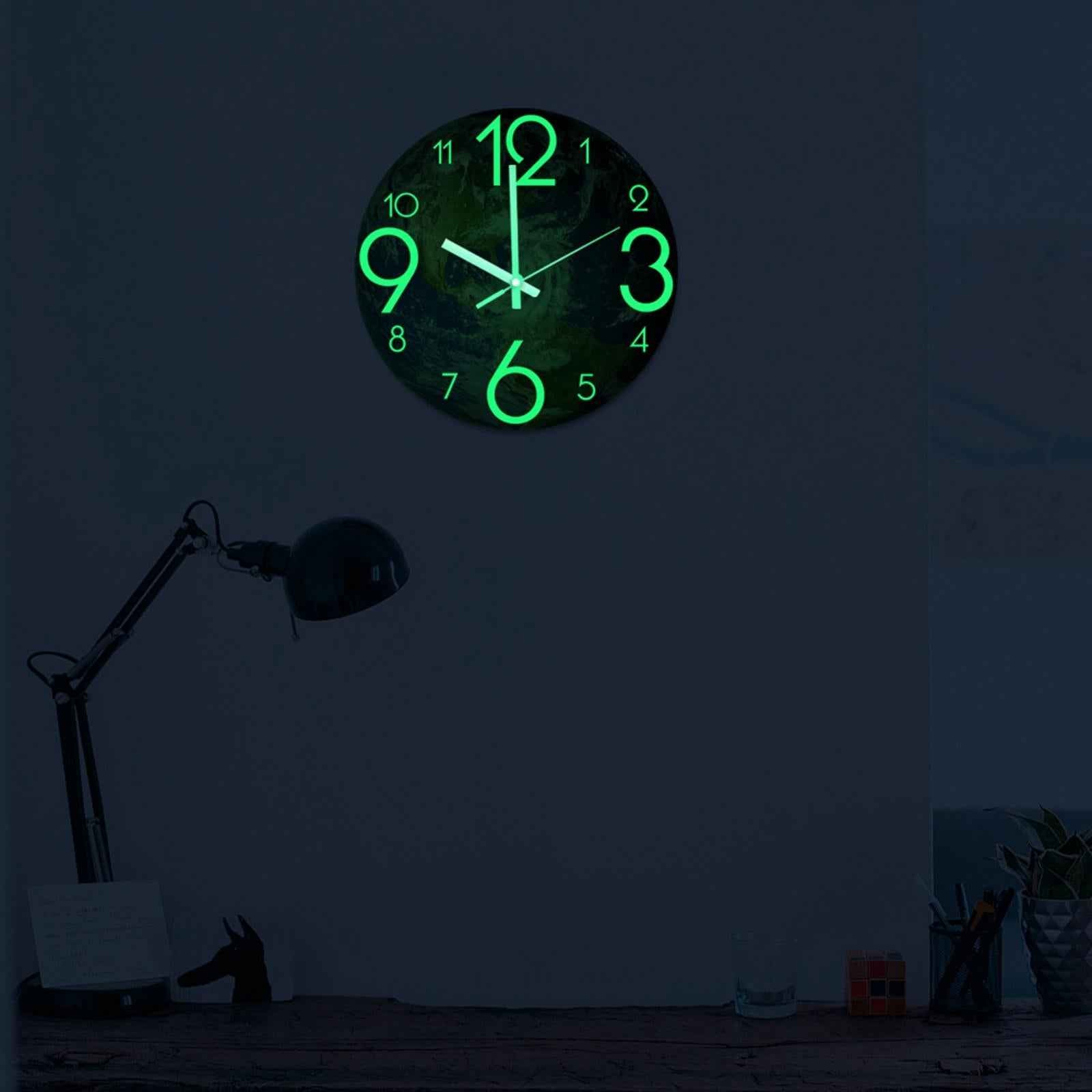30cm Unique Luminous Wall Clock Glow In The Dark Bedroom Decor Earth
