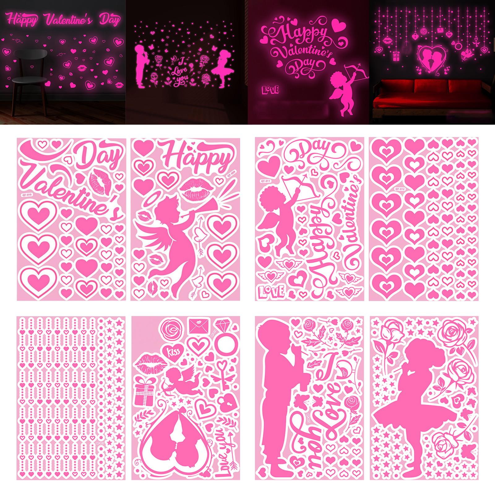 2Pcs Wall Stickers Luminous Love Heart Mural Window Party Decor trumpet