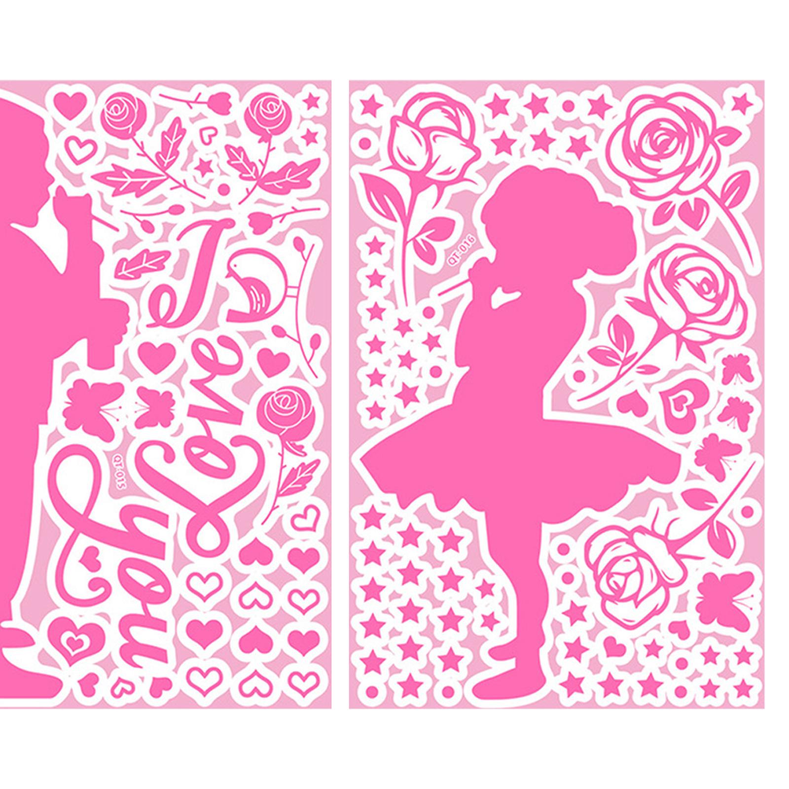 2Pcs Wall Stickers Luminous Love Heart Mural Window Party Decor boy and girl