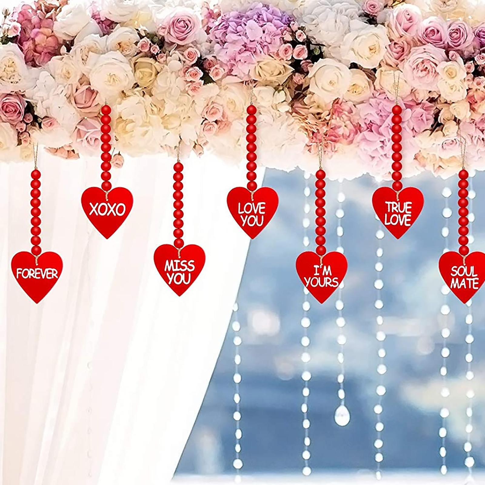 10 Pieces Valentine's Day Wood Bead Garland Wedding Decorations Pendant
