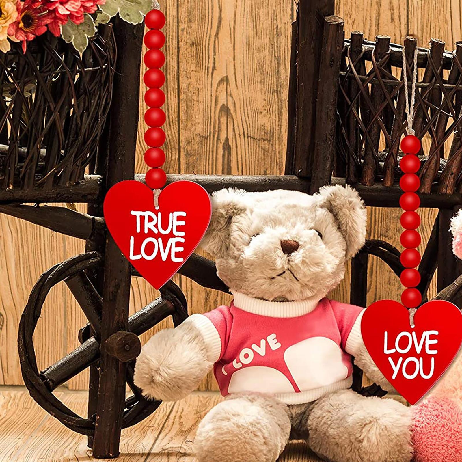 10 Pieces Valentine's Day Wood Bead Garland Wedding Decorations Pendant