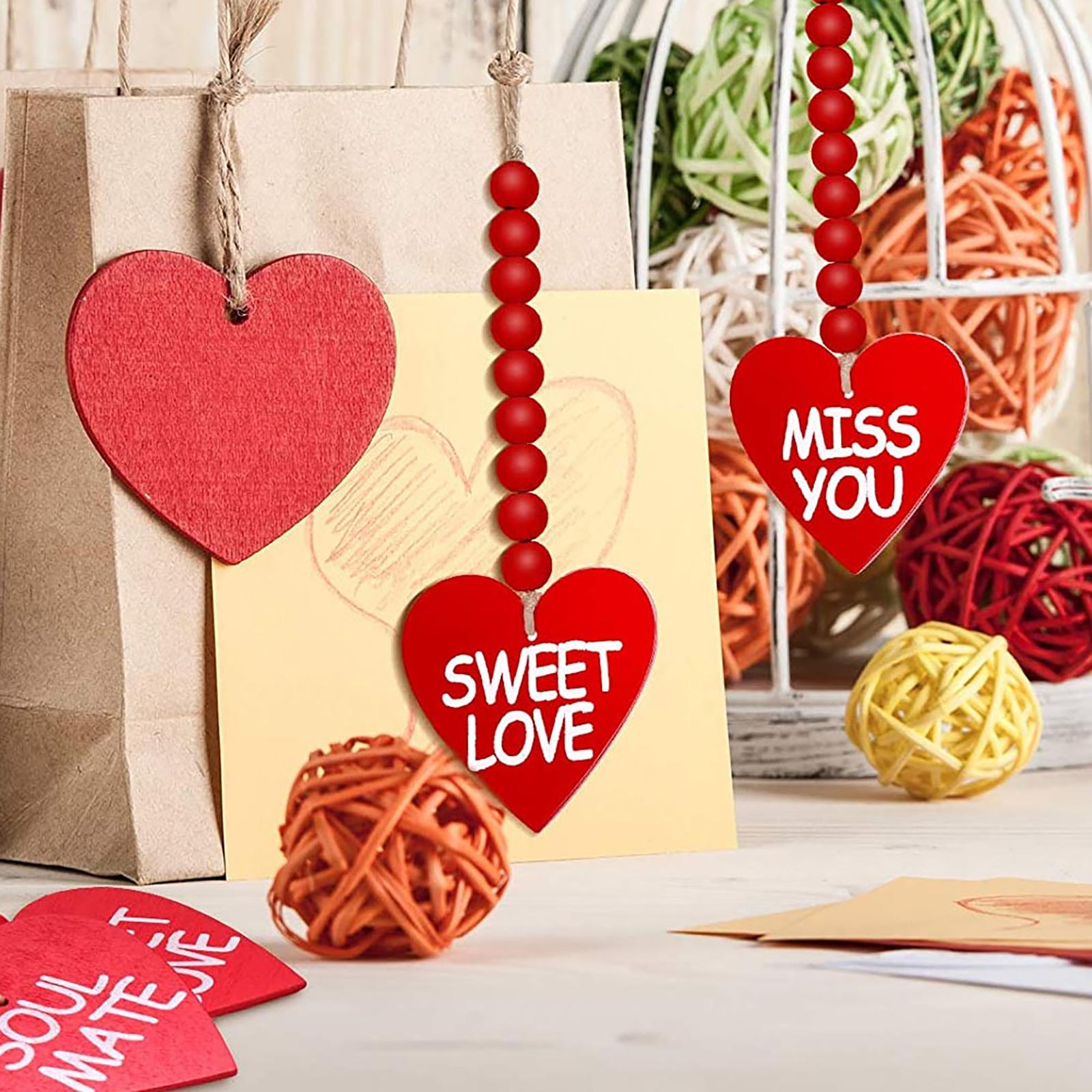 10 Pieces Valentine's Day Wood Bead Garland Wedding Decorations Pendant