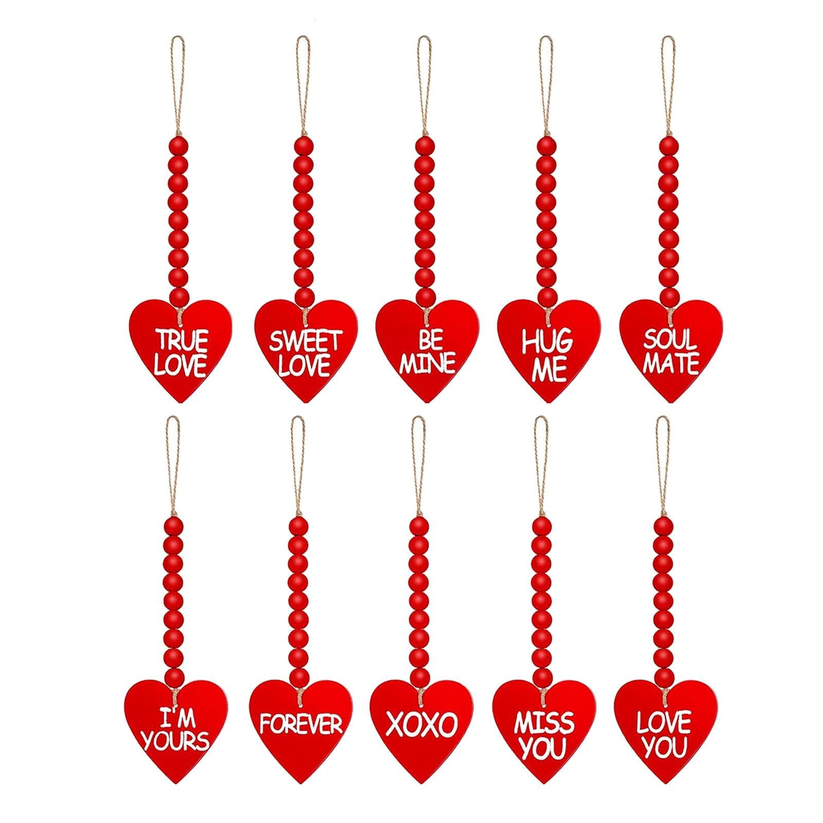 10 Pieces Valentine's Day Wood Bead Garland Wedding Decorations Pendant