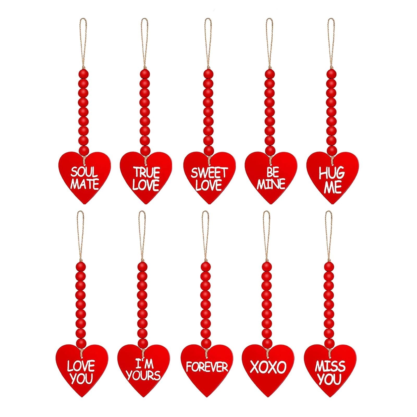 10 Pieces Valentine's Day Wood Bead Garland Wedding Decorations Pendant