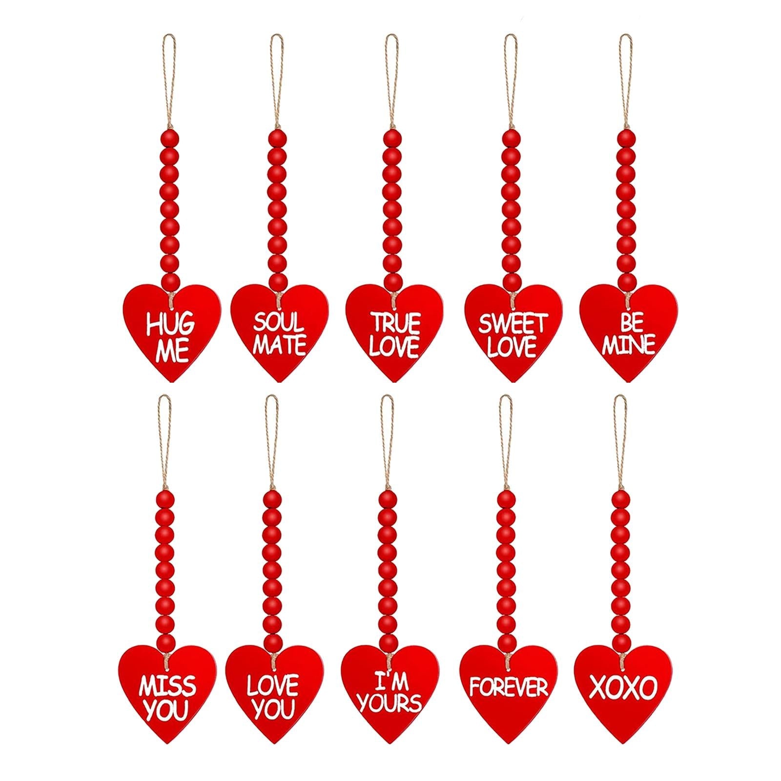 10 Pieces Valentine's Day Wood Bead Garland Wedding Decorations Pendant