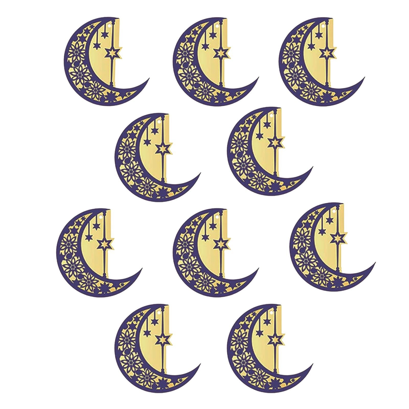 10 Pieces Eid Mubarak Wooden Ornament Wall Hanging Party Pendant Muslim B