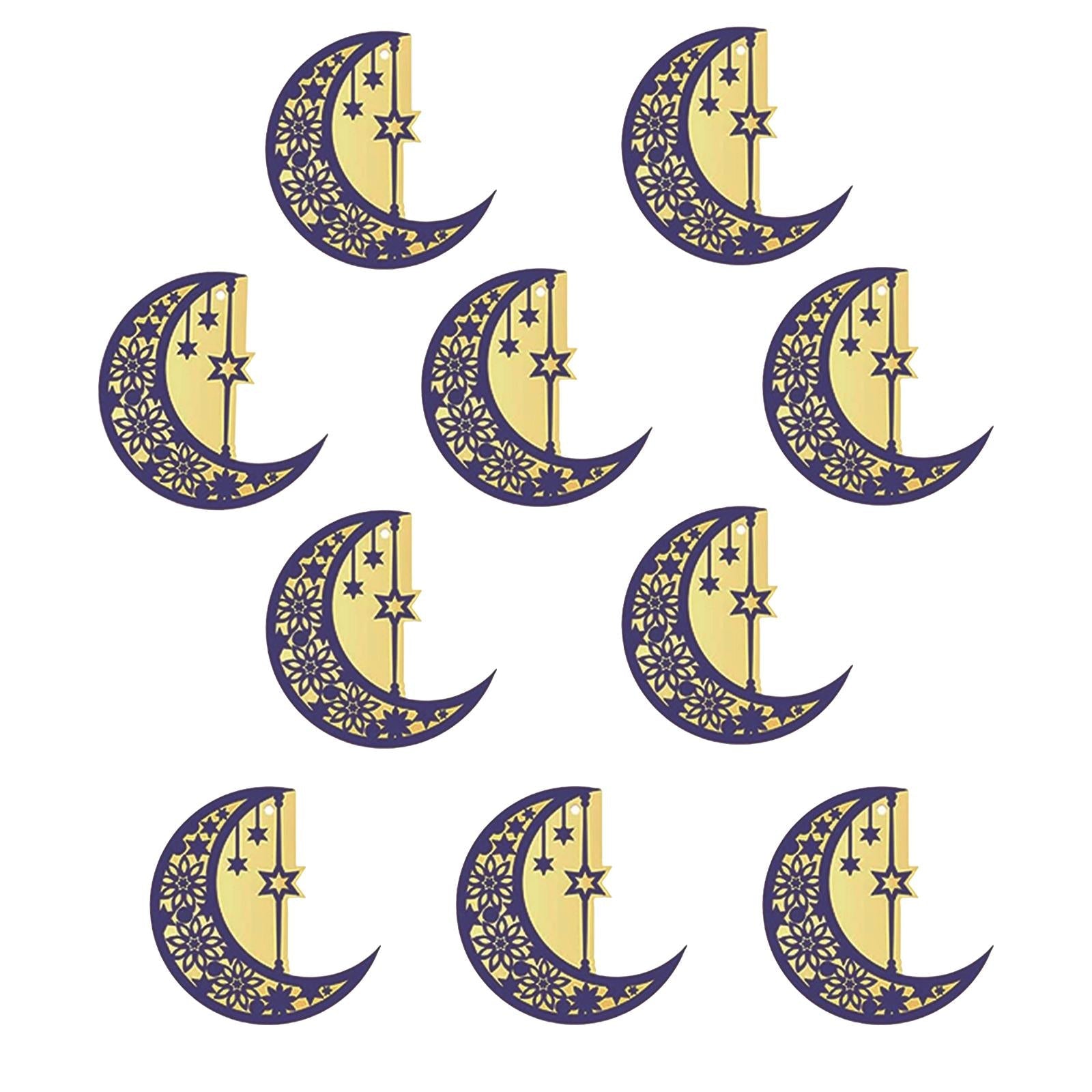 10 Pieces Eid Mubarak Wooden Ornament Wall Hanging Party Pendant Muslim B