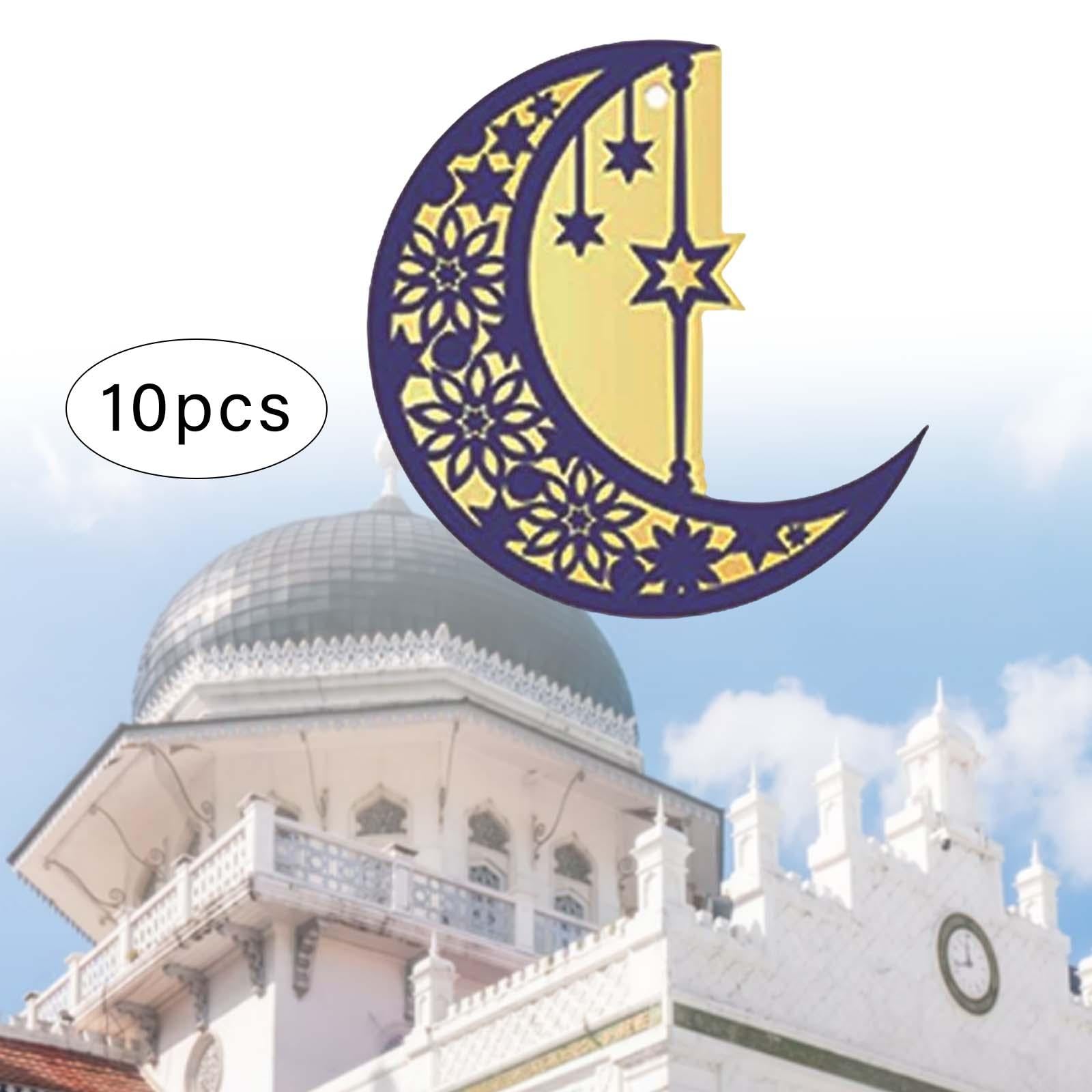 10 Pieces Eid Mubarak Wooden Ornament Wall Hanging Party Pendant Muslim B