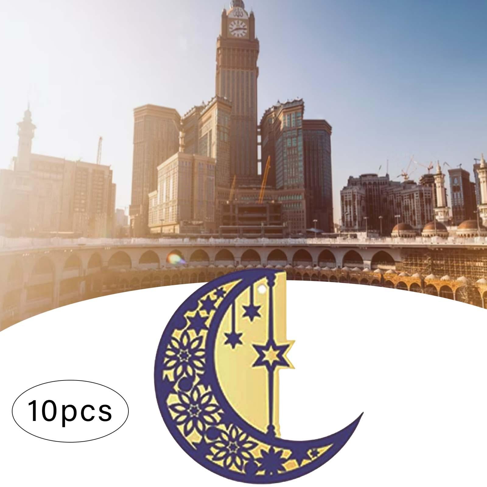 10 Pieces Eid Mubarak Wooden Ornament Wall Hanging Party Pendant Muslim B