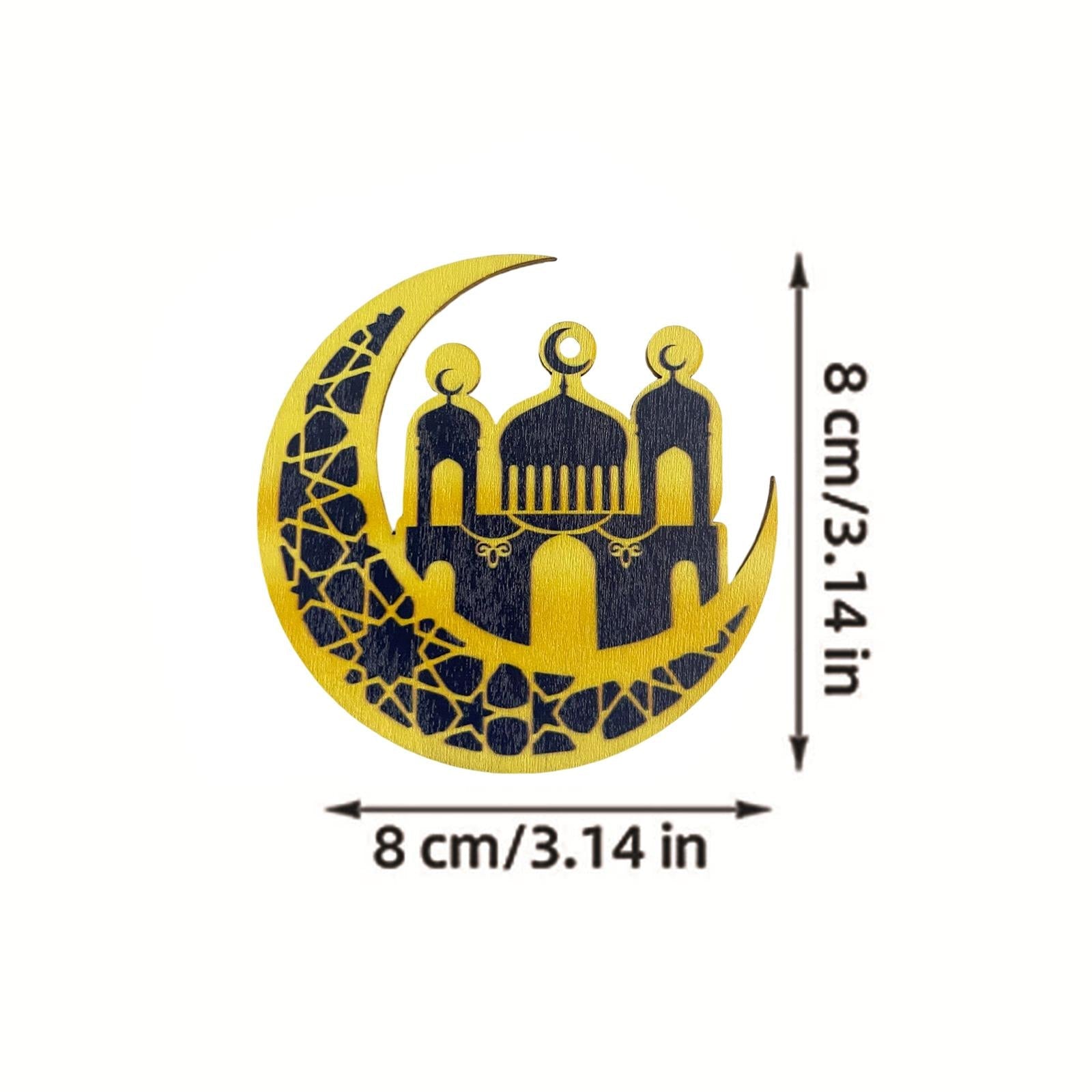 10 Pieces Eid Mubarak Wooden Ornament Wall Hanging Party Pendant Muslim C