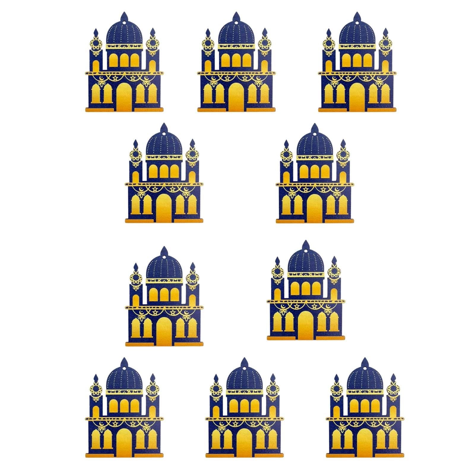 10 Pieces Eid Mubarak Wooden Ornament Wall Hanging Party Pendant Muslim D