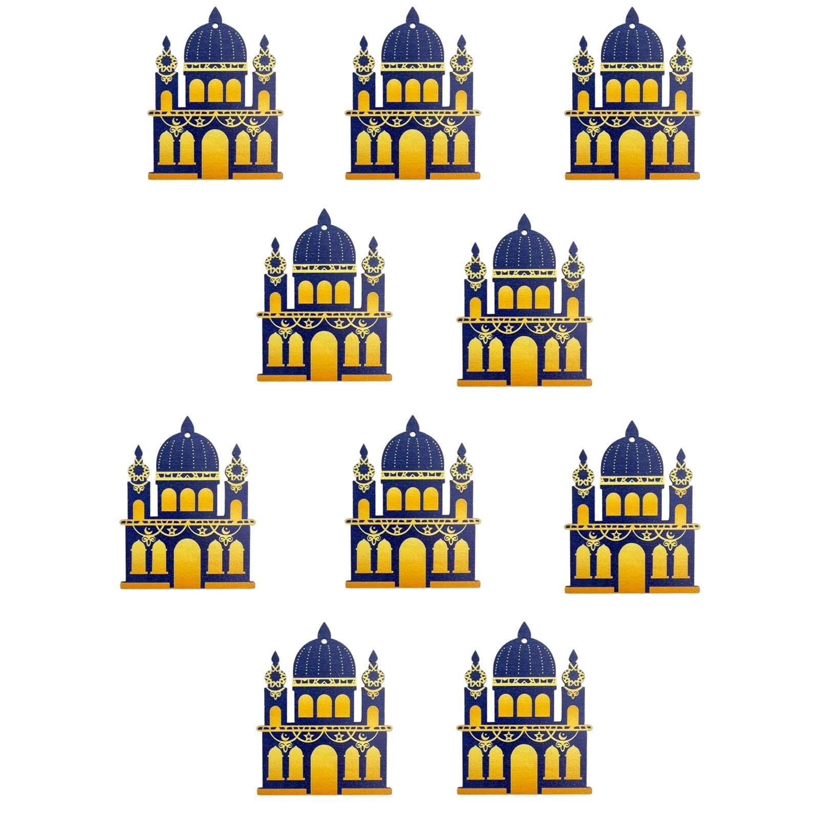 10 Pieces Eid Mubarak Wooden Ornament Wall Hanging Party Pendant Muslim D