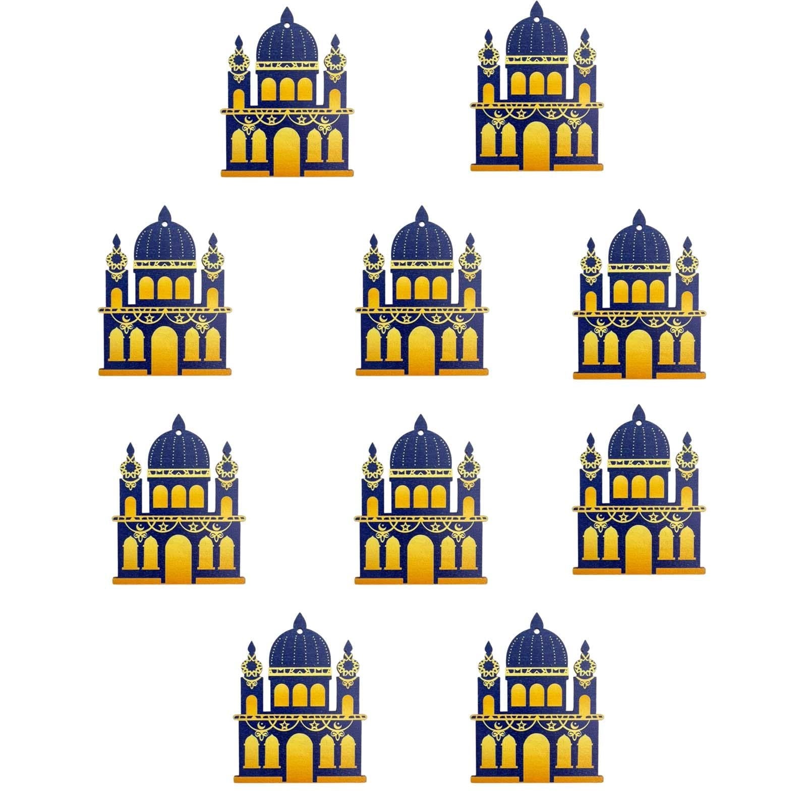 10 Pieces Eid Mubarak Wooden Ornament Wall Hanging Party Pendant Muslim D