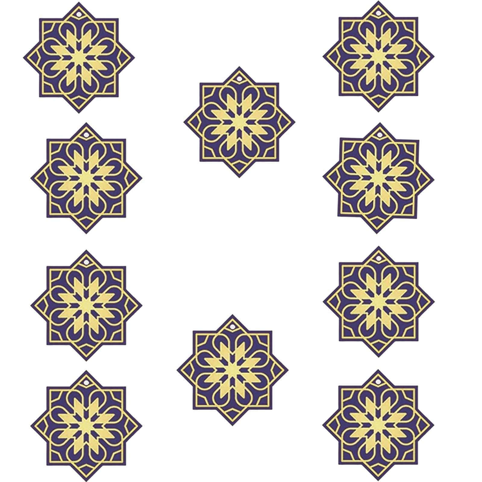 10 Pieces Eid Mubarak Wooden Ornament Wall Hanging Party Pendant Muslim E