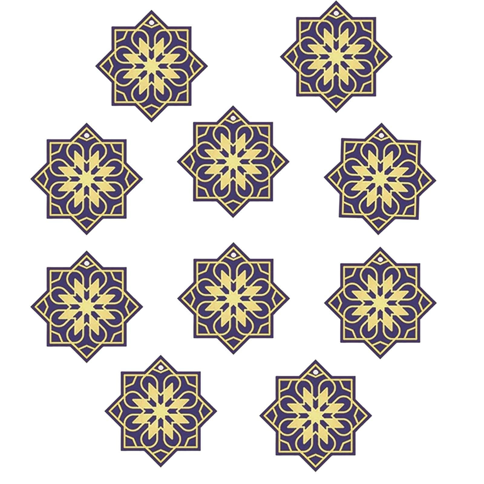 10 Pieces Eid Mubarak Wooden Ornament Wall Hanging Party Pendant Muslim E