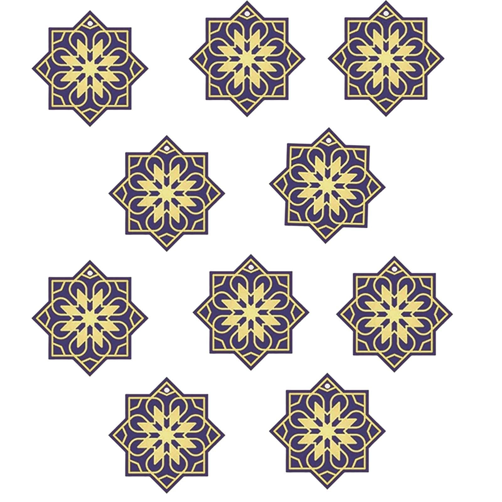 10 Pieces Eid Mubarak Wooden Ornament Wall Hanging Party Pendant Muslim E