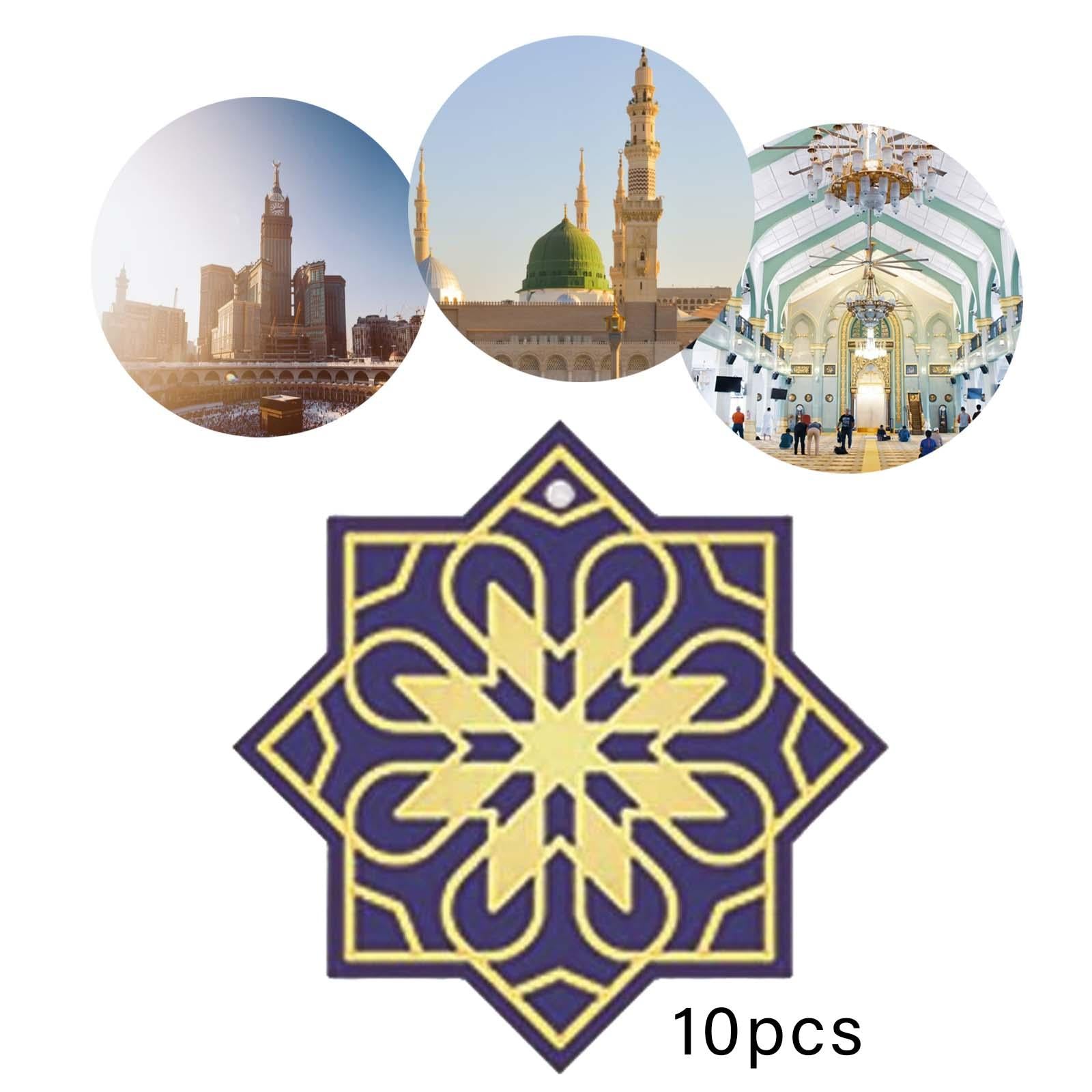 10 Pieces Eid Mubarak Wooden Ornament Wall Hanging Party Pendant Muslim E