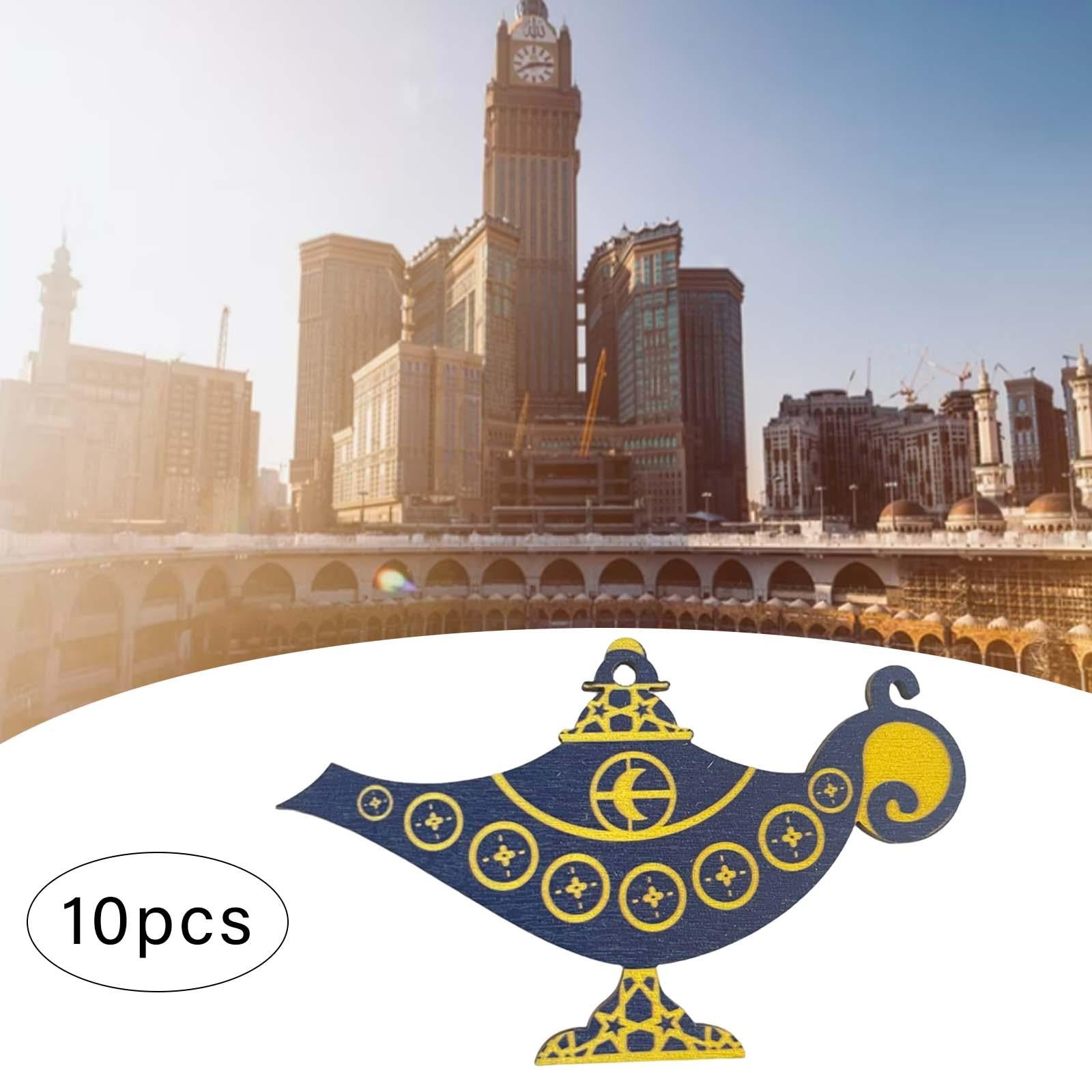 10 Pieces Eid Mubarak Wooden Ornament Wall Hanging Party Pendant Muslim G